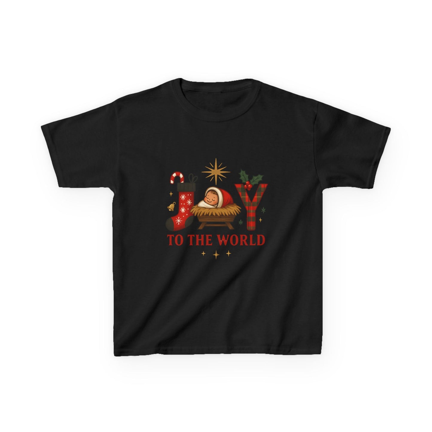 Joy to the World Dino Christmas Kids Tee
