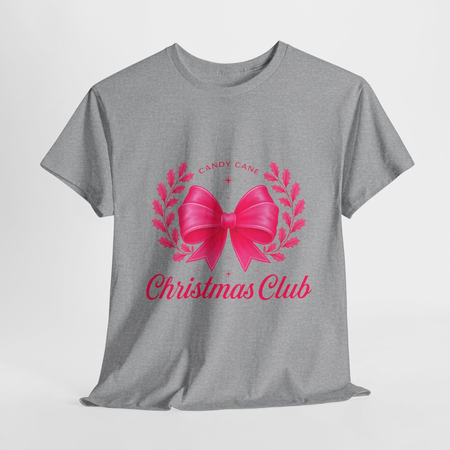 Christmas Tee with Pink Bow and Candy Cane Christmas Club Text