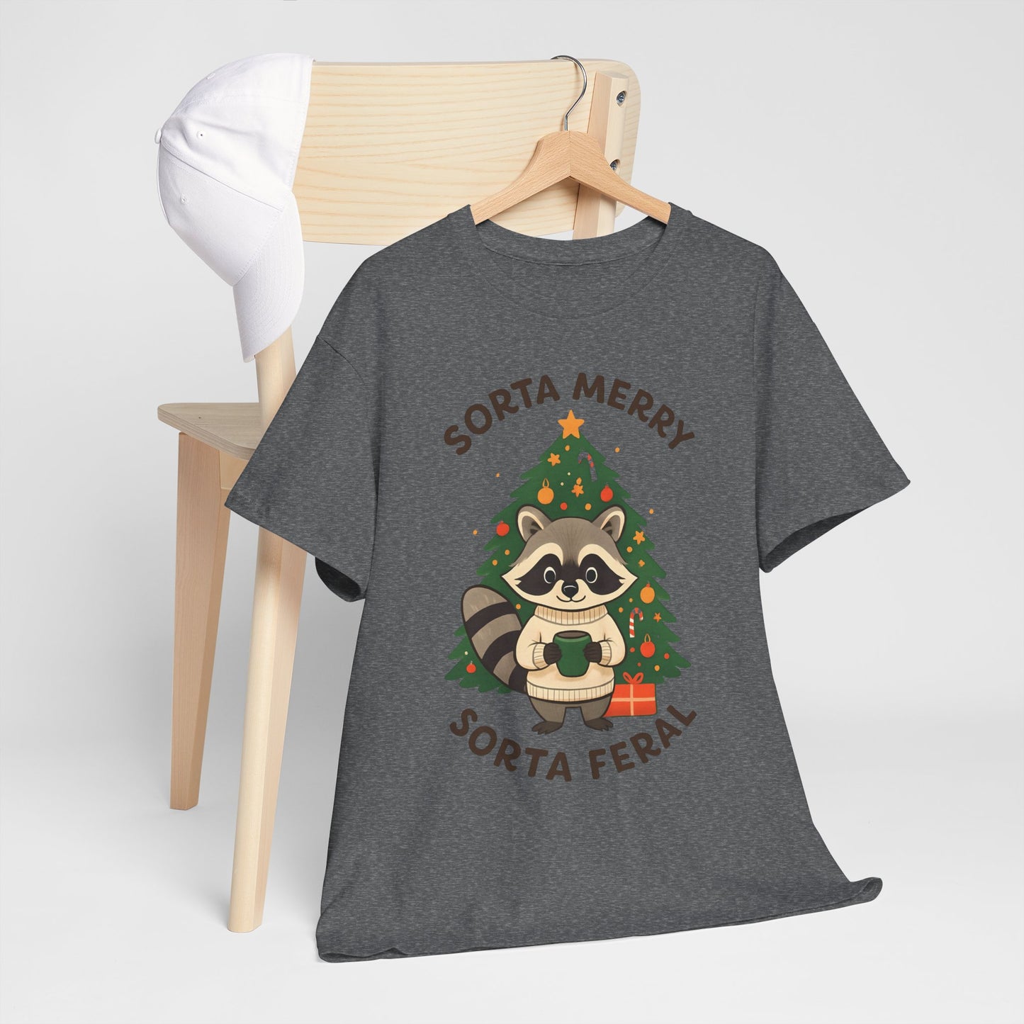 Sorta Merry Sorta Feral Raccoon Christmas Tee