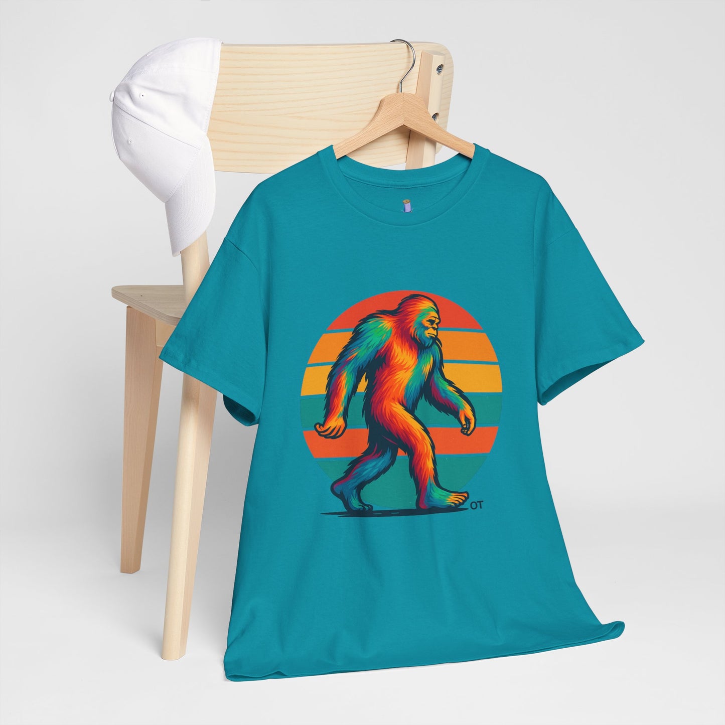 Colorful Bigfoot Unisex T-Shirt, Fun Graphic Tee for Nature Lovers, Perfect for Holidays, Festivals, Camping, Gifts