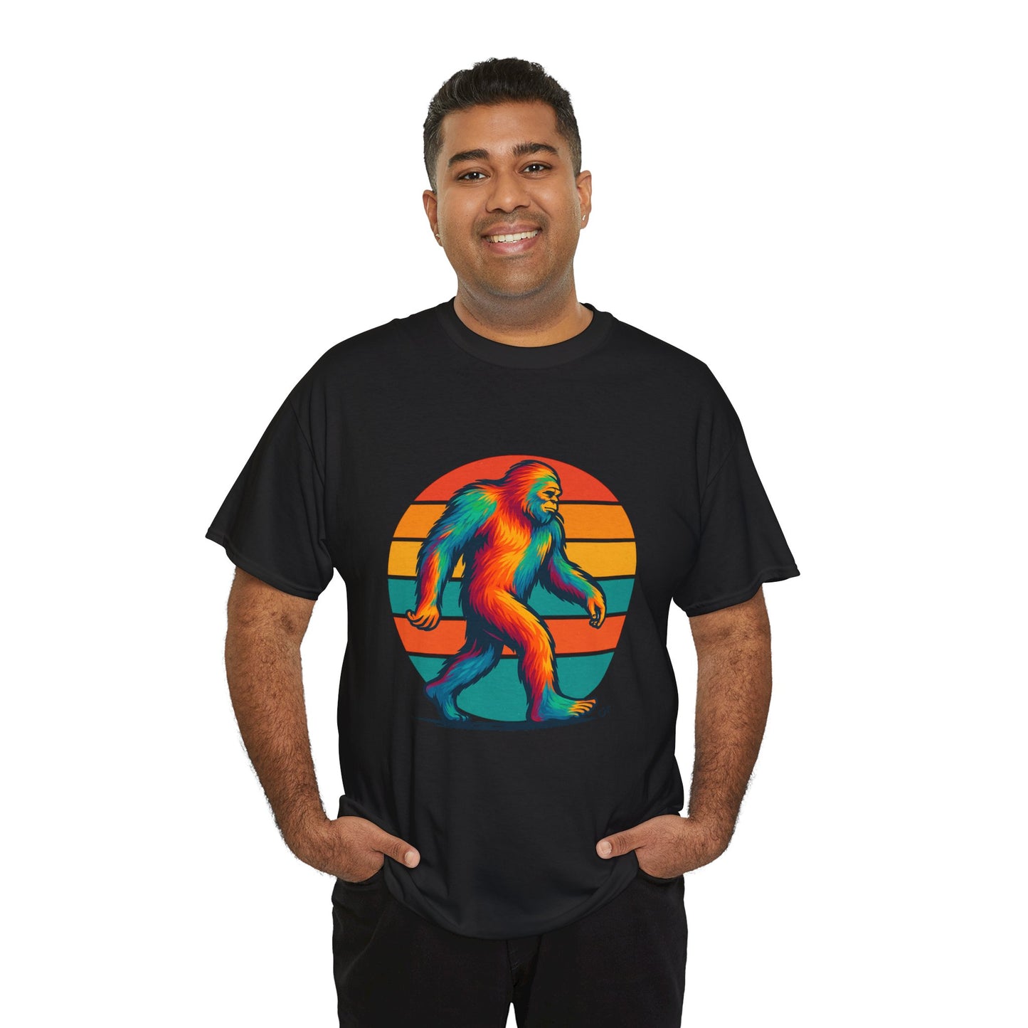 Colorful Bigfoot Unisex T-Shirt, Fun Graphic Tee for Nature Lovers, Perfect for Holidays, Festivals, Camping, Gifts