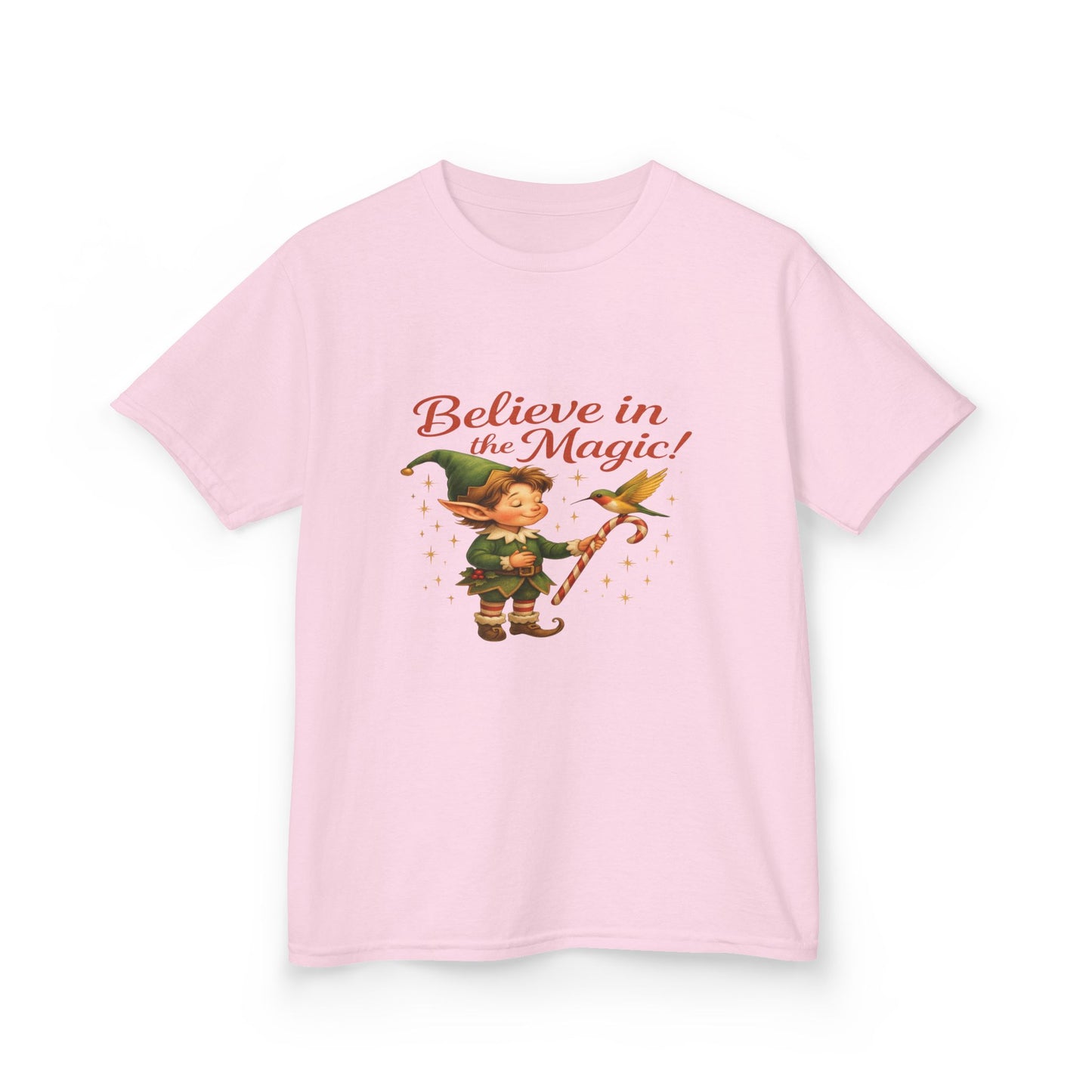 Believe in the Magic Elf & Dino Christmas Kids Tee