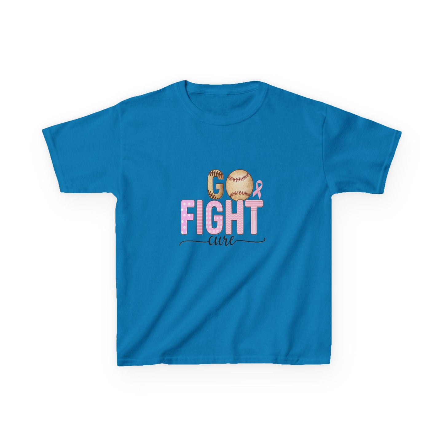 Go Fight Cure Baseball Pink Ribbon Kids Christmas Tee