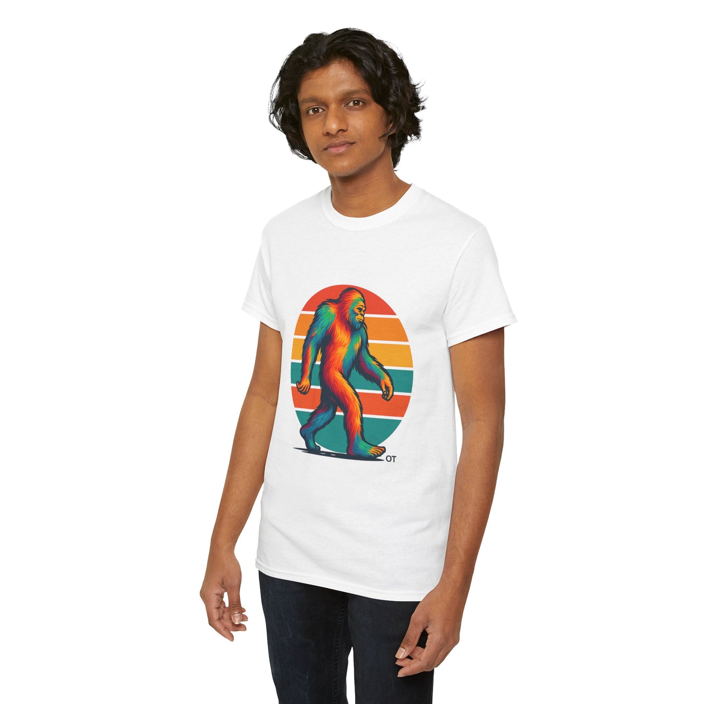 Colorful Bigfoot Unisex T-Shirt, Fun Graphic Tee for Nature Lovers, Perfect for Holidays, Festivals, Camping, Gifts