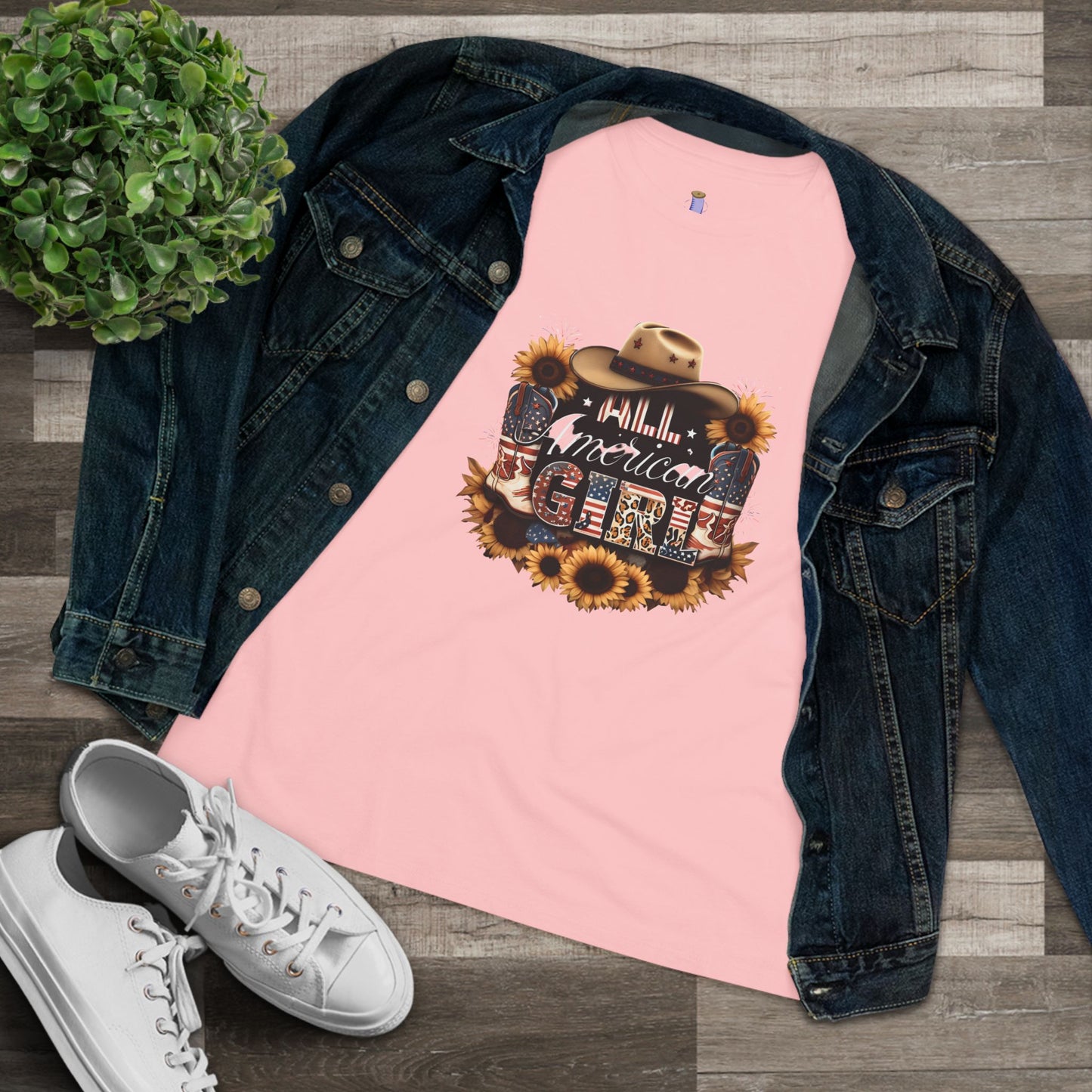 Rustic American Girl Tee, Country Style Shirt, Summer Outfit, Gift for Her, Everyday Casual Wear, Farmhouse Fashion