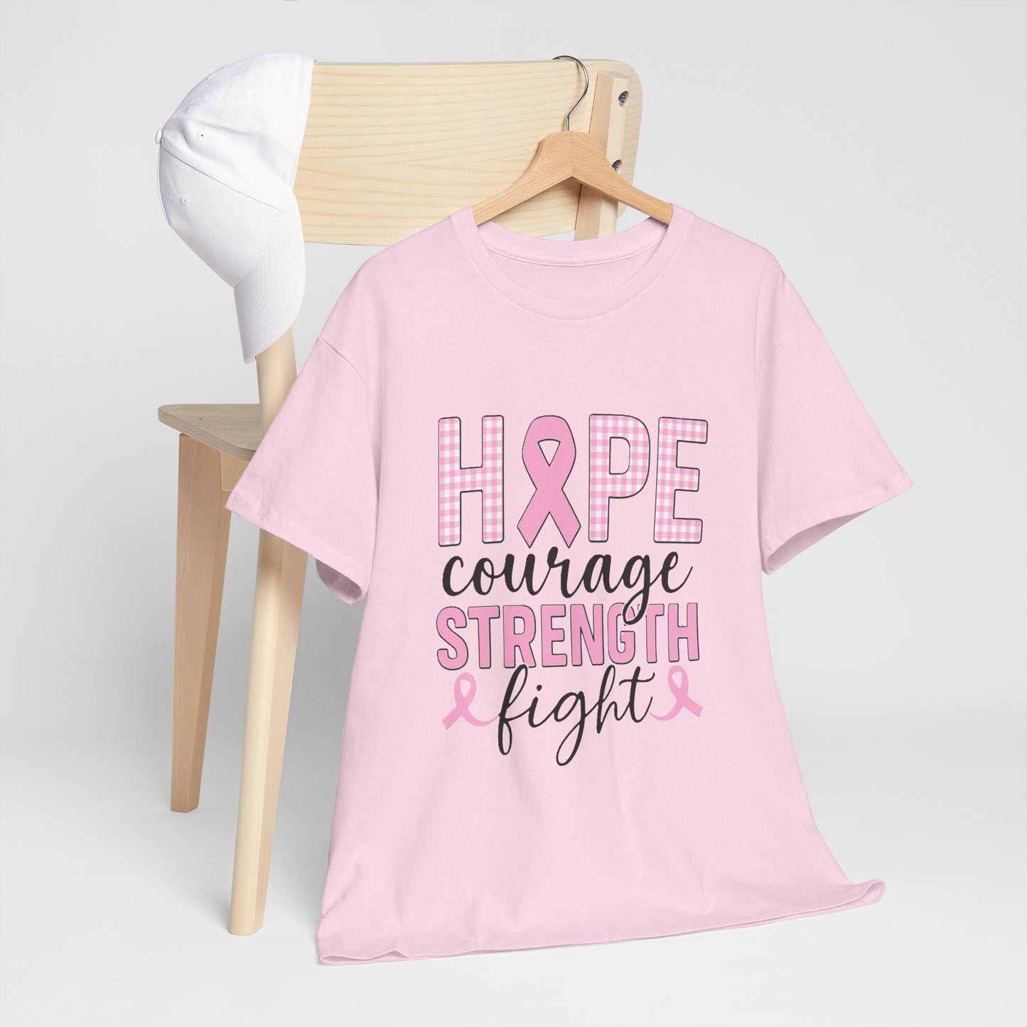 Hope, Courage & Strength Pink Ribbon Awareness Tee