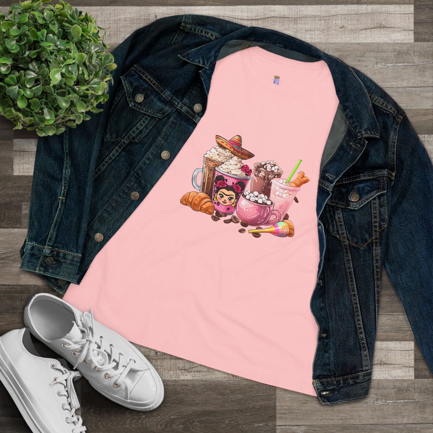 Latina Cute Beverage Women's Cotton Tee, Coffee Lover Gift, Cute Summer Shirt, Birthday Present, Cozy Foodie Tee