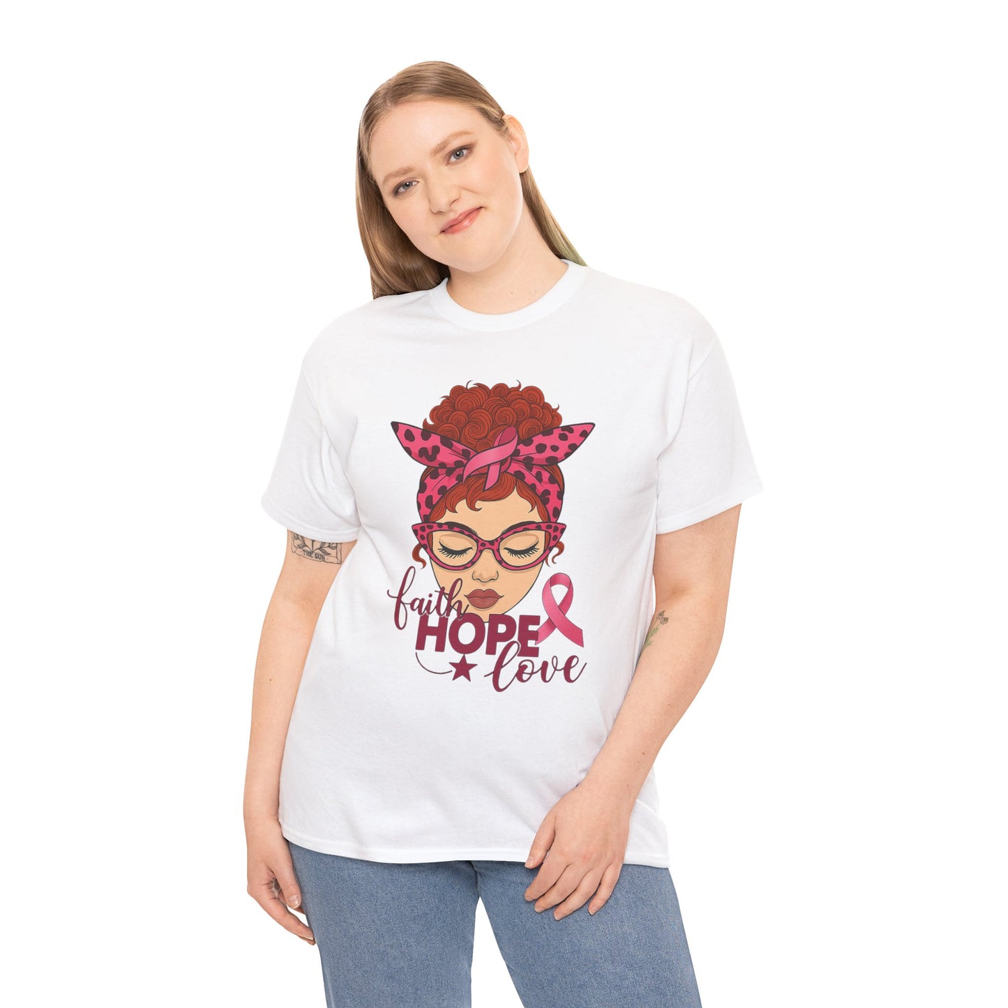 Hope, Faith & Love: Pink Ribbon Awareness Tee