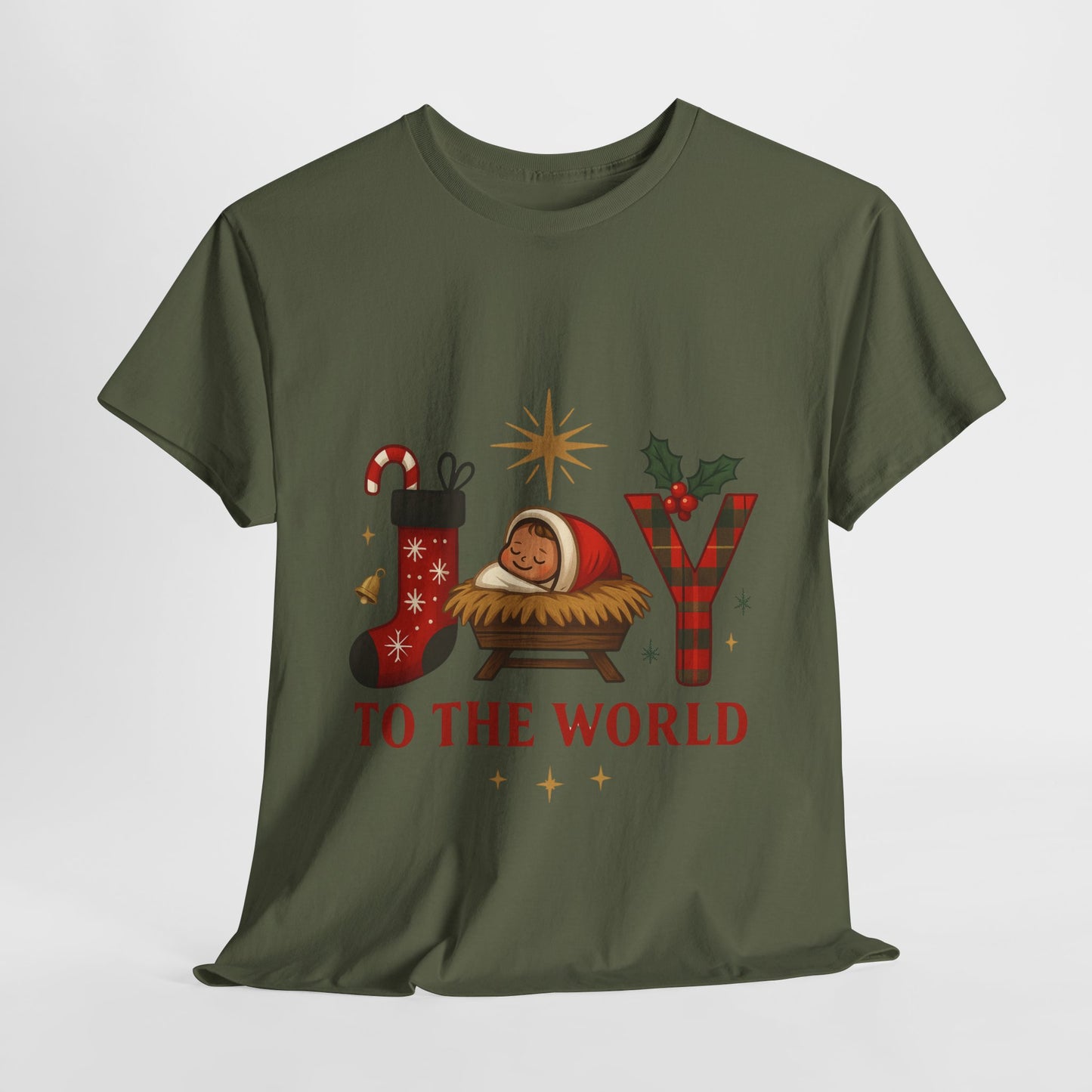 Christmas Joy Unisex Tee with Baby Jesus Illustration