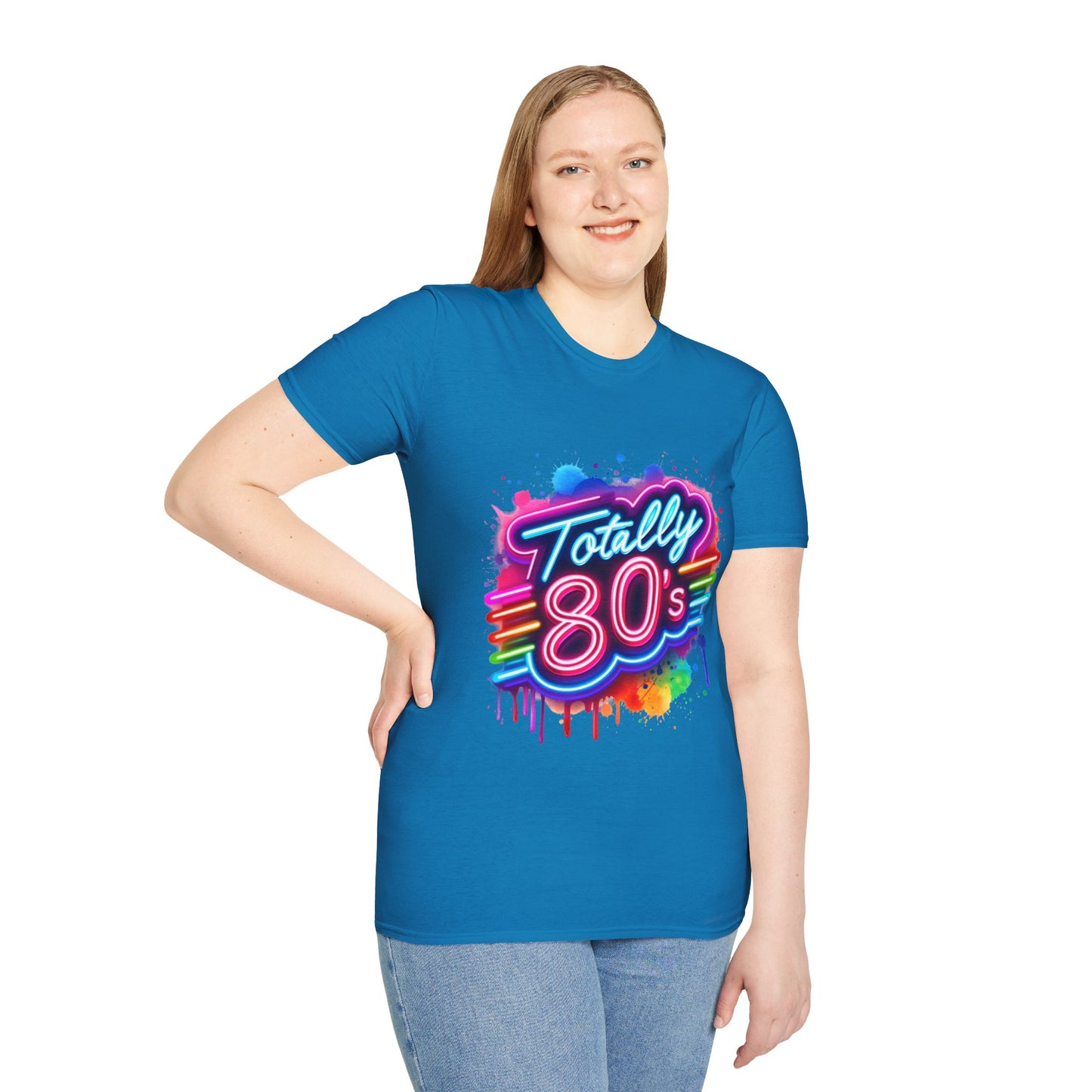 Totally 80s Unisex Softstyle T-Shirt – Retro Vintage Tee, Nostalgic Gift, Party Shirt, Perfect for 80s Theme Events, Festival Wear