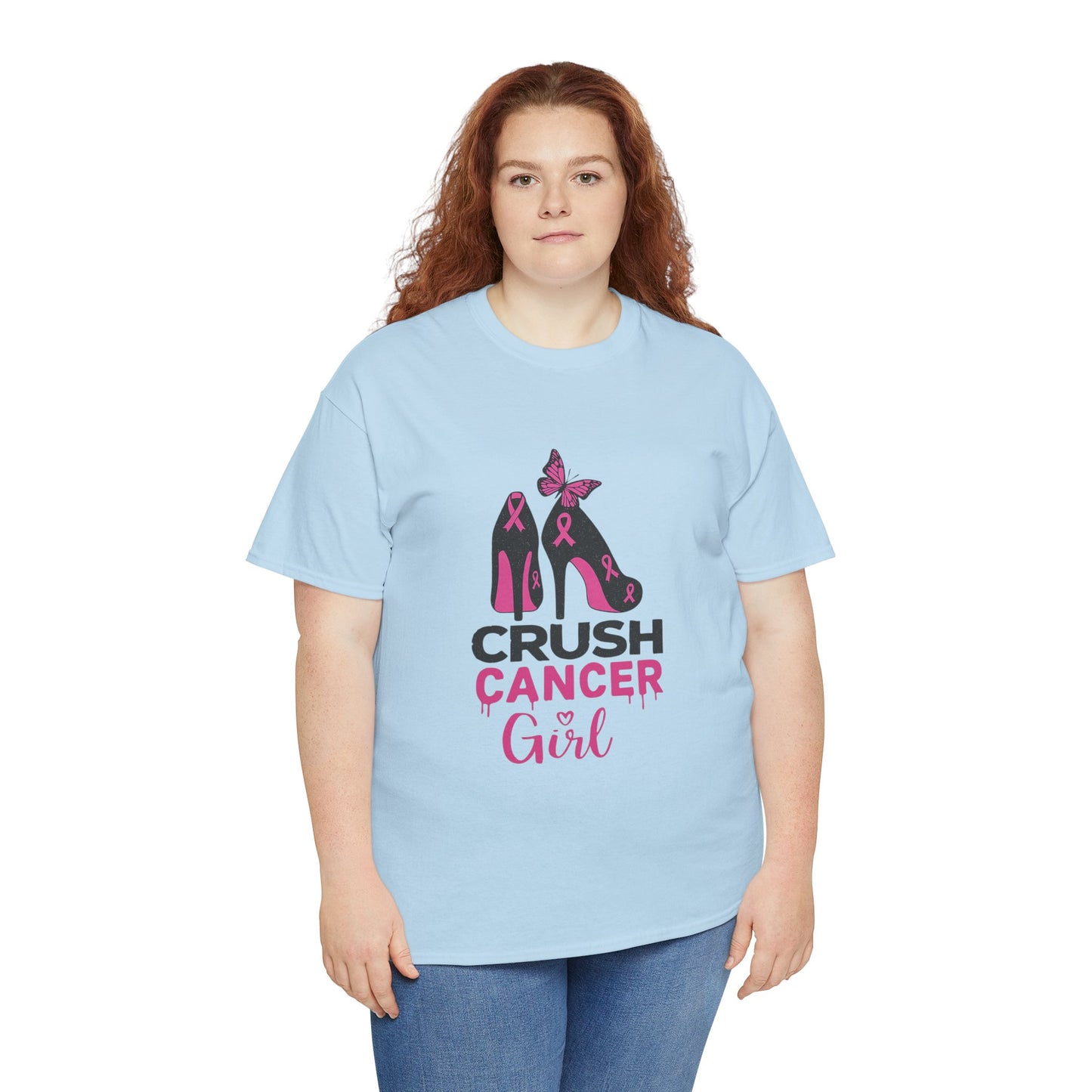 Crush Cancer Girl Tee: High Heels, Pink Ribbon, Hope