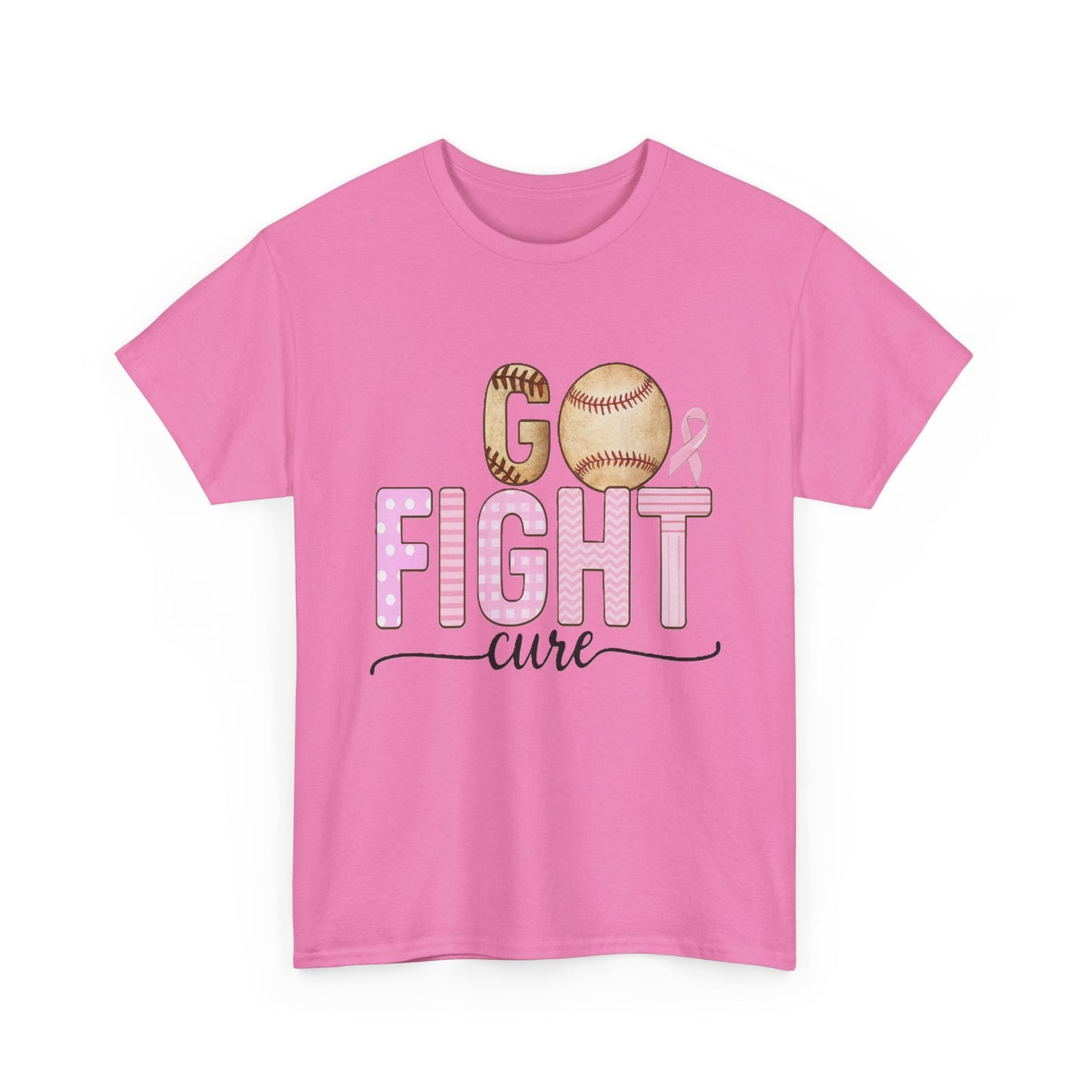 Go Fight Cure Baseball Pink Ribbon Awareness Tee