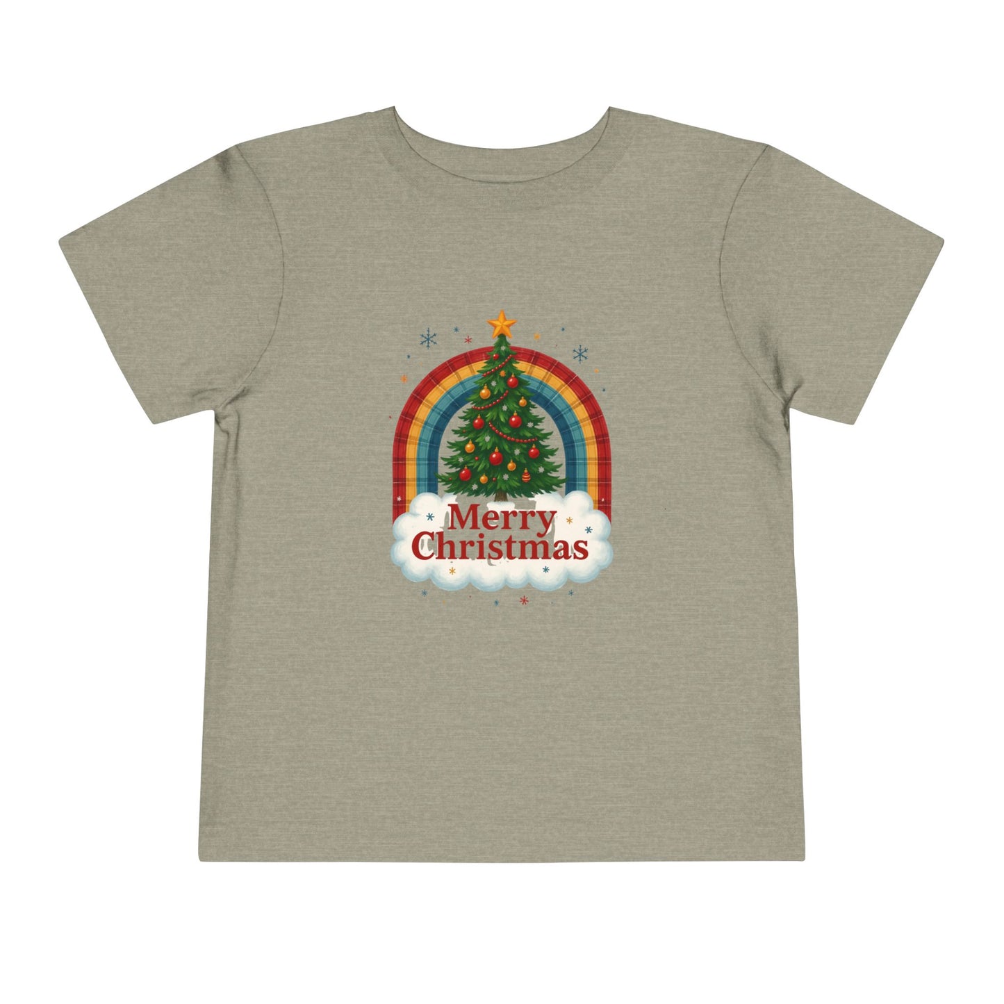Merry Christmas Plaid Rainbow Tree Toddler Tee