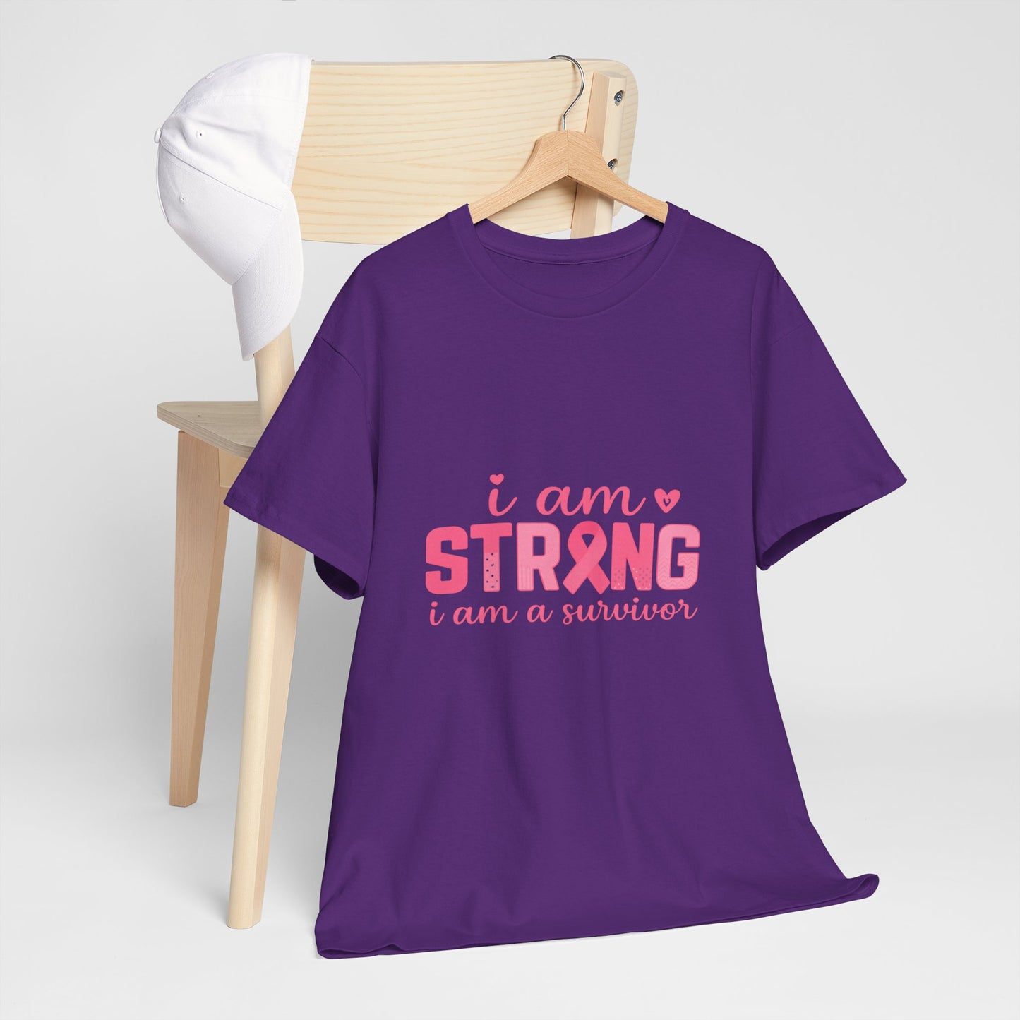 I AM STRONG - Pink Ribbon Breast Cancer Awareness Tee