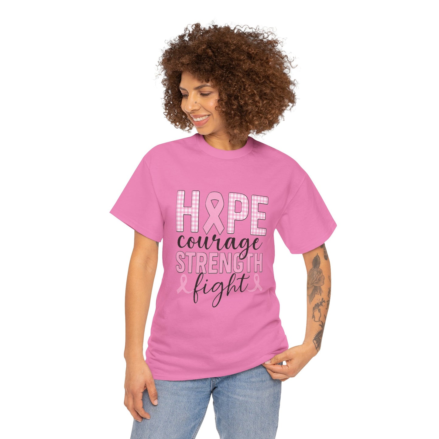 Hope, Courage & Strength Pink Ribbon Awareness Tee