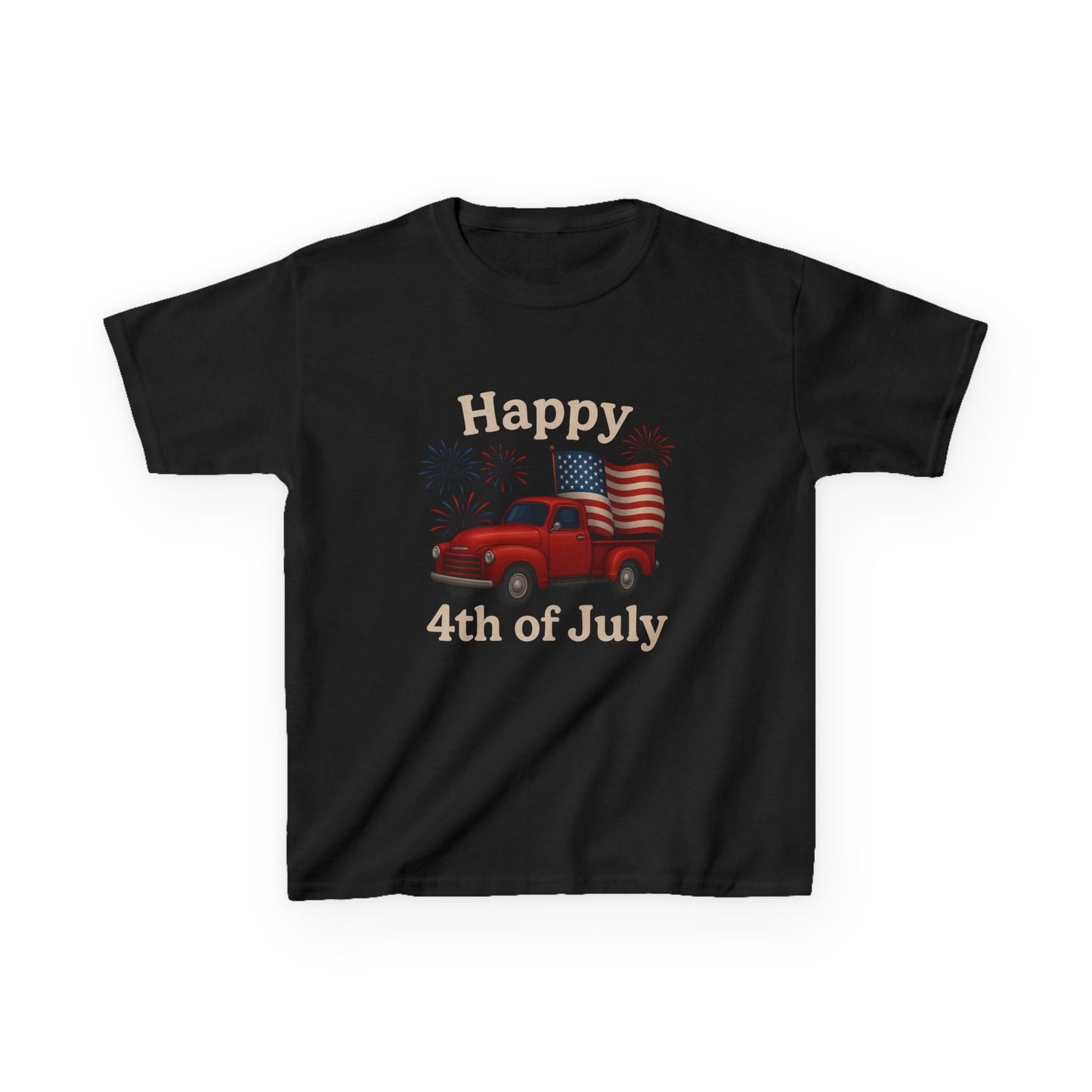 Happy 4th of July Truck Tee - Kids Patriotic Shirt