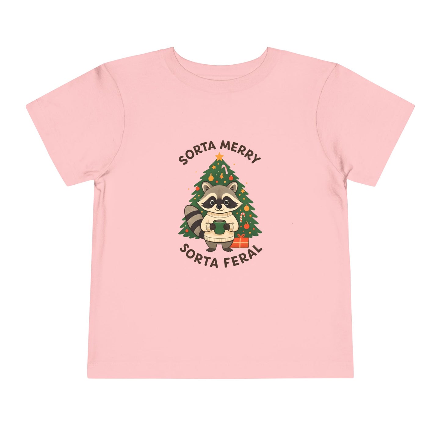 Sorta Merry Sorta Feral Raccoon Toddler Christmas Tee