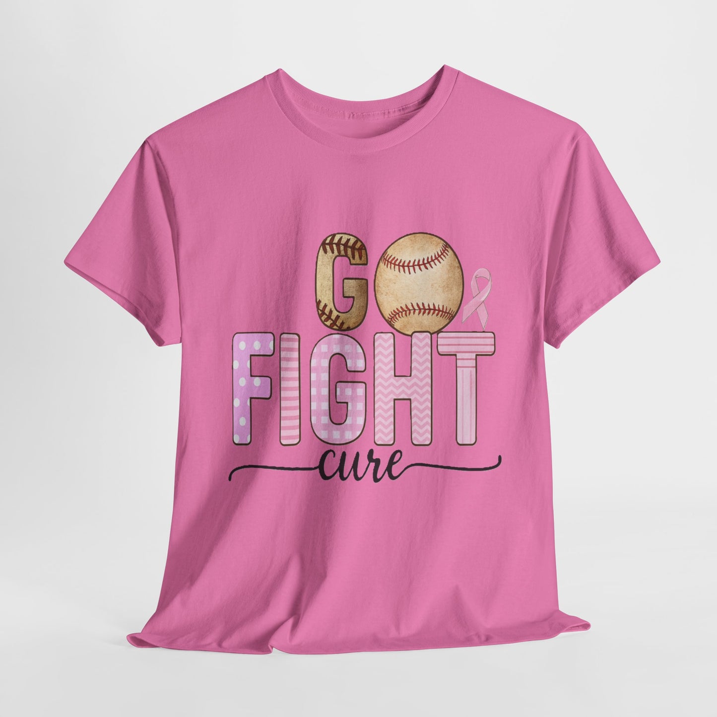 Go Fight Cure Baseball Pink Ribbon Awareness Tee