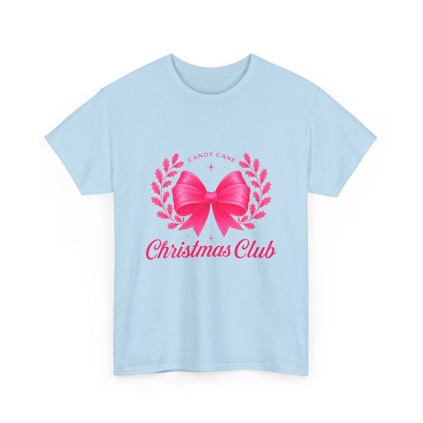 Christmas Tee with Pink Bow and Candy Cane Christmas Club Text