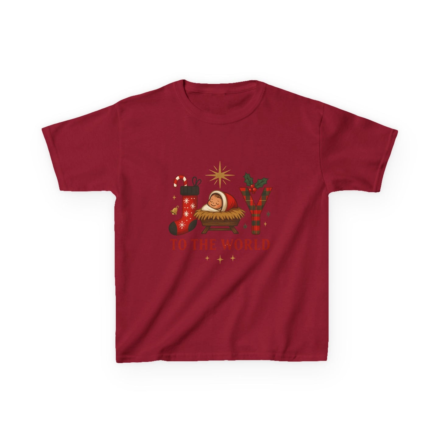 Joy to the World Dino Christmas Kids Tee