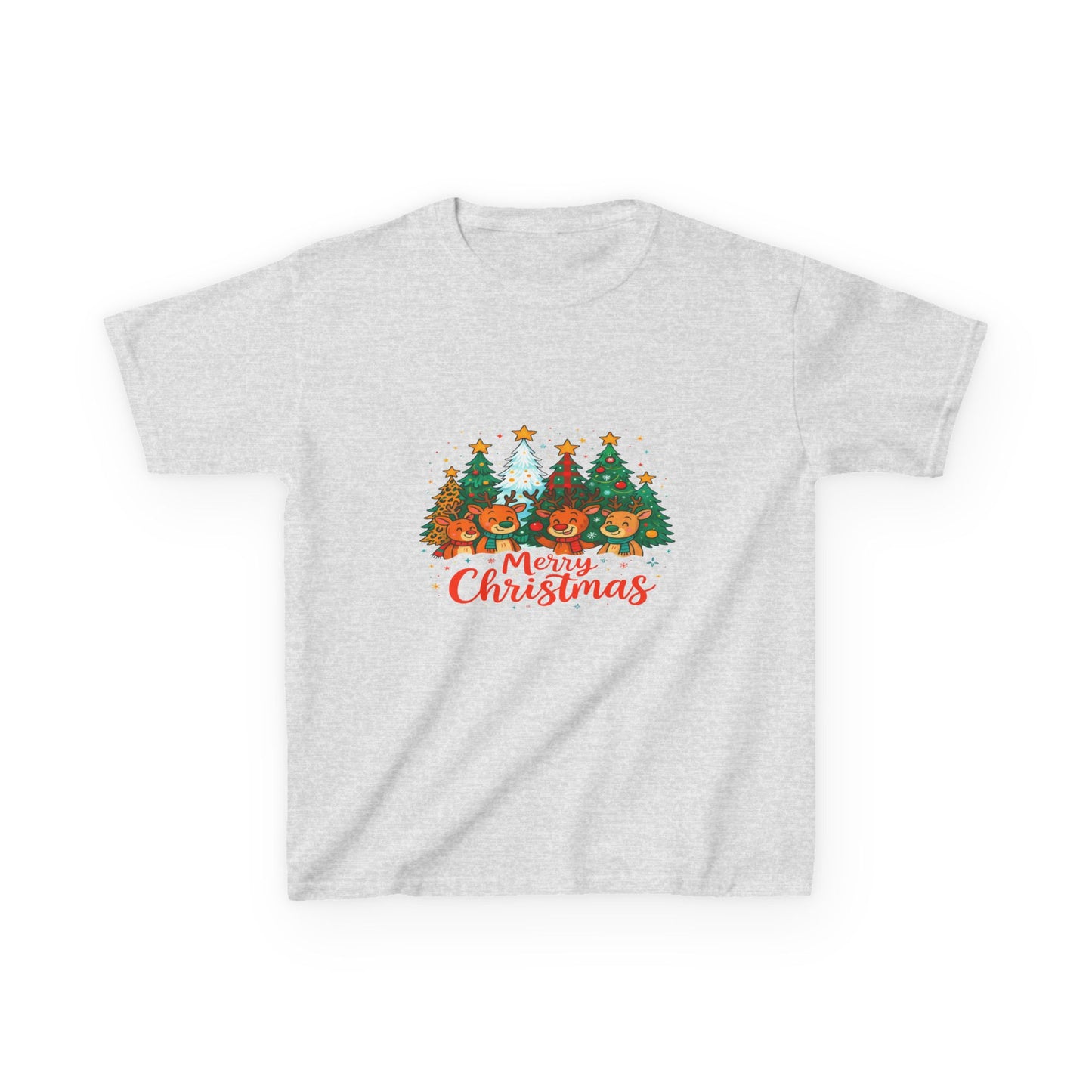 Merry Christmas Reindeer & Dino Trees Kids Tee