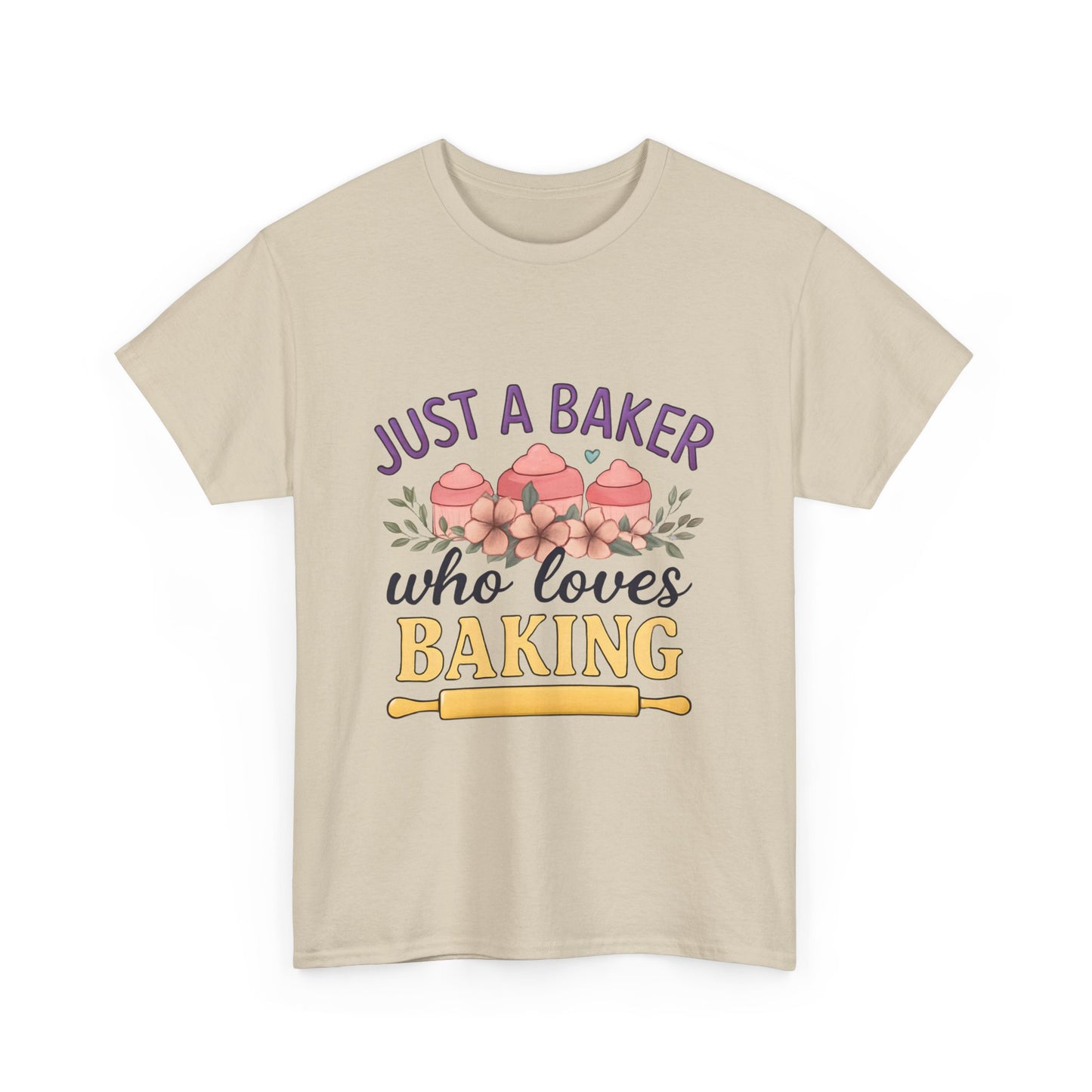Baking Lover Tee with Cupcake and Rolling Pin Design
