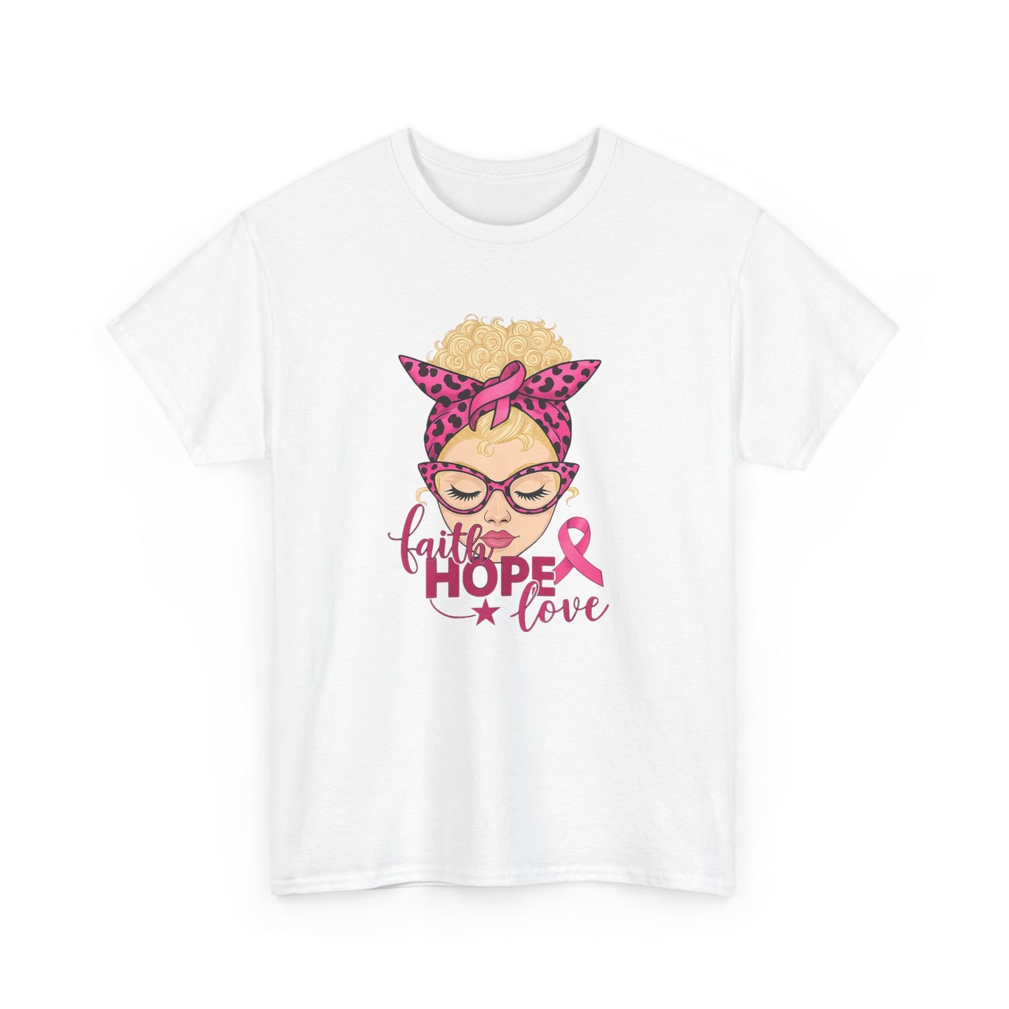 Hope Love Pink Ribbon Tee - Breast Cancer Awareness