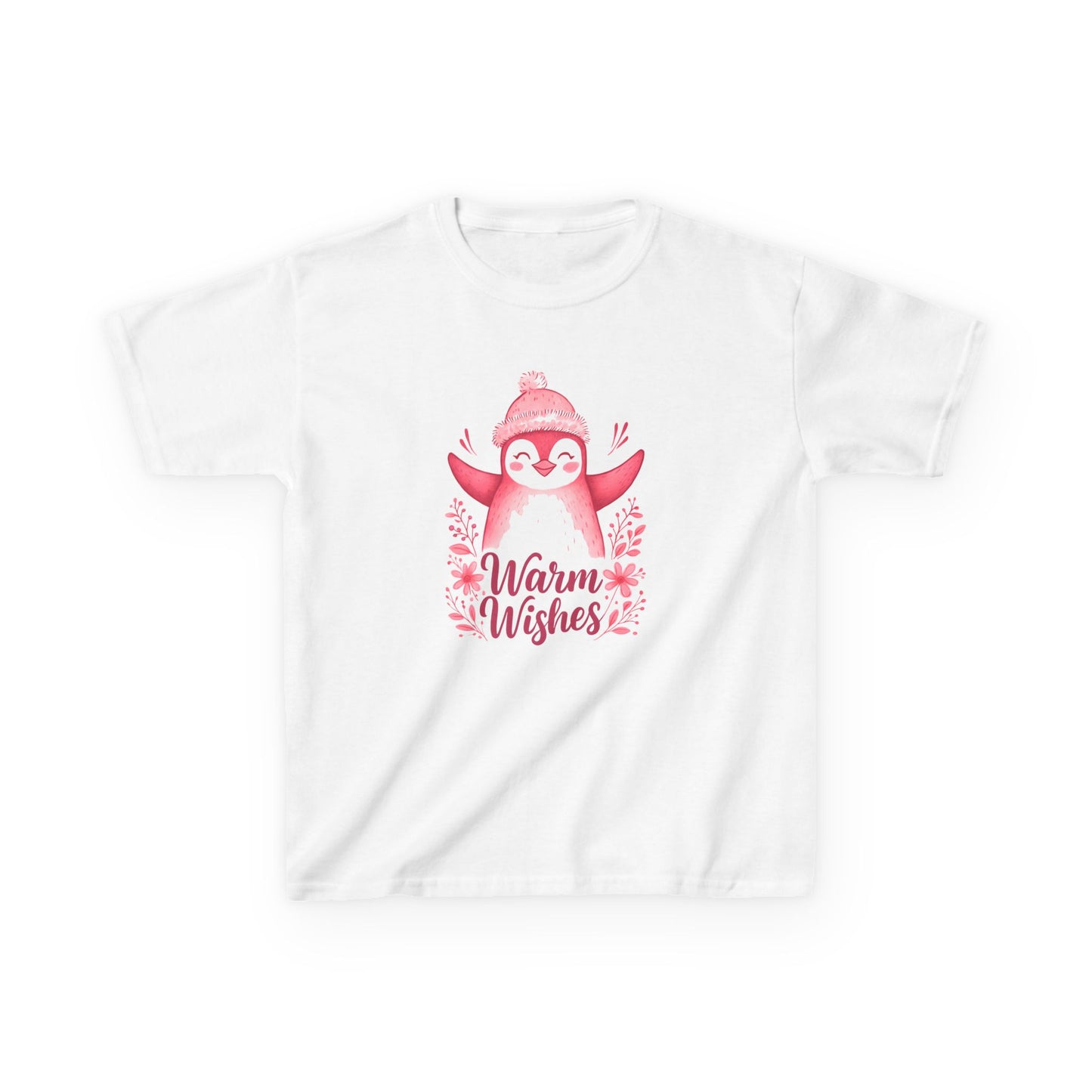 Pink Penguin Warm Wishes Kids Christmas Tee