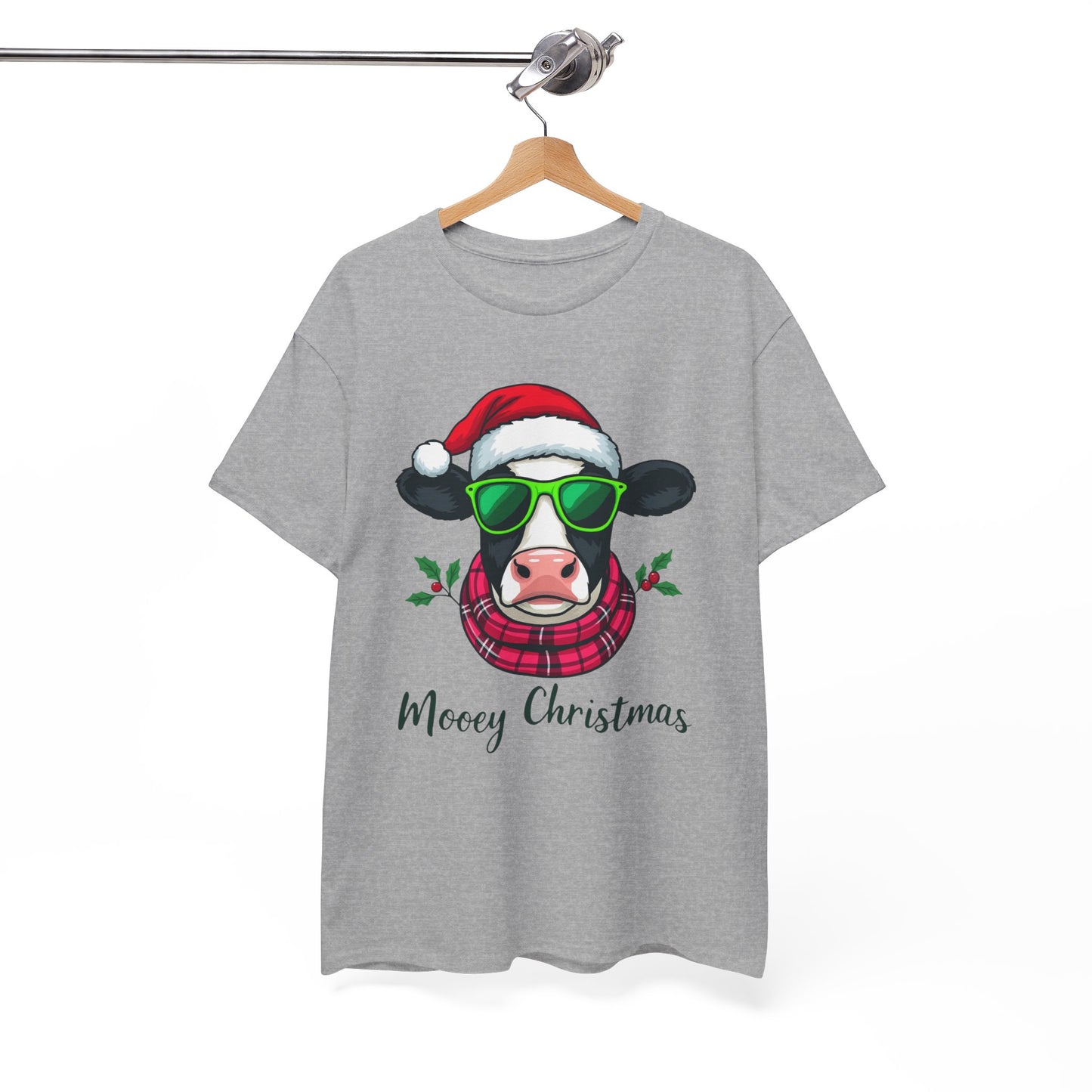 Moovey Christmas Cow Tee - Pink Plaid Scarf & Sunglasses