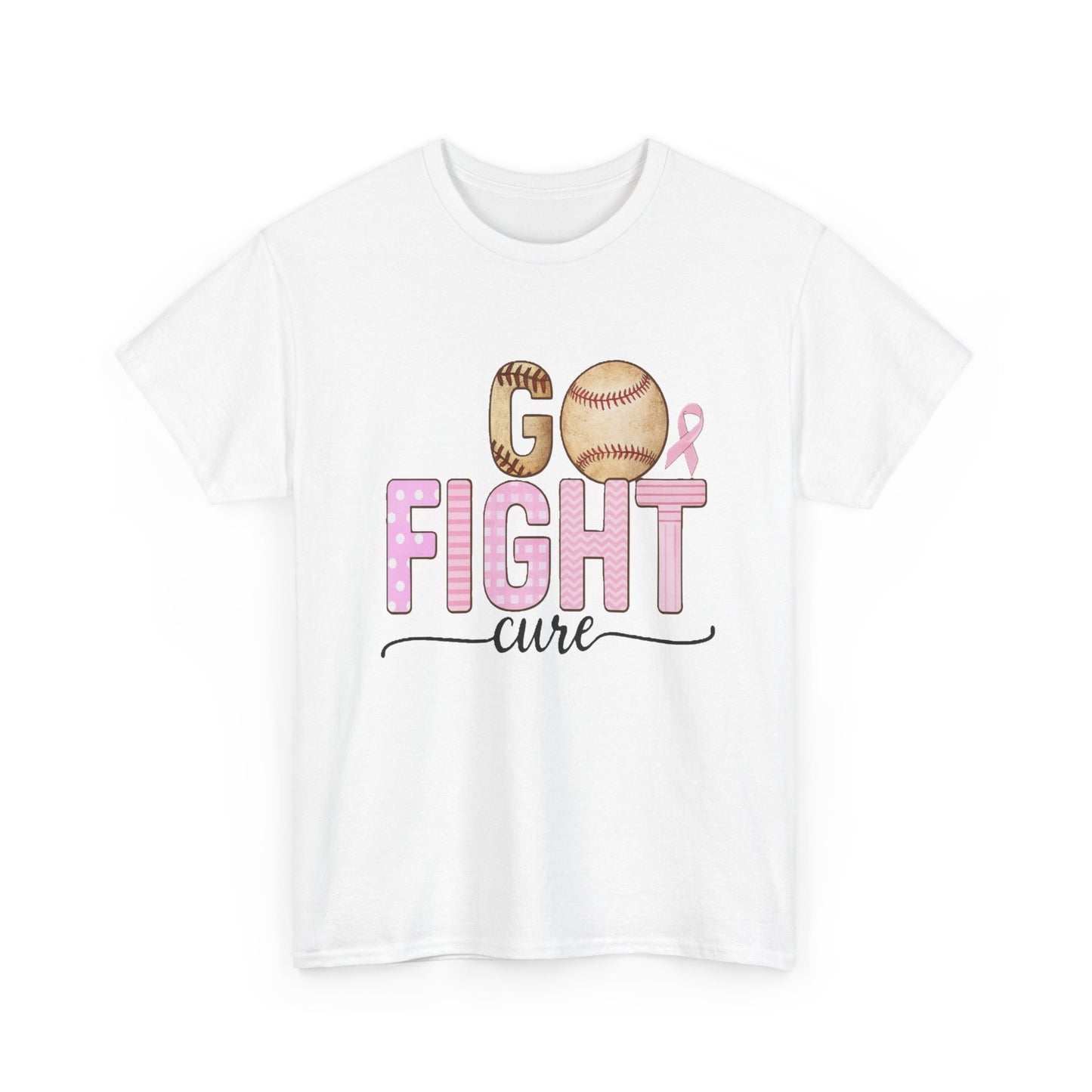 Go Fight Cure Baseball Pink Ribbon Awareness Tee