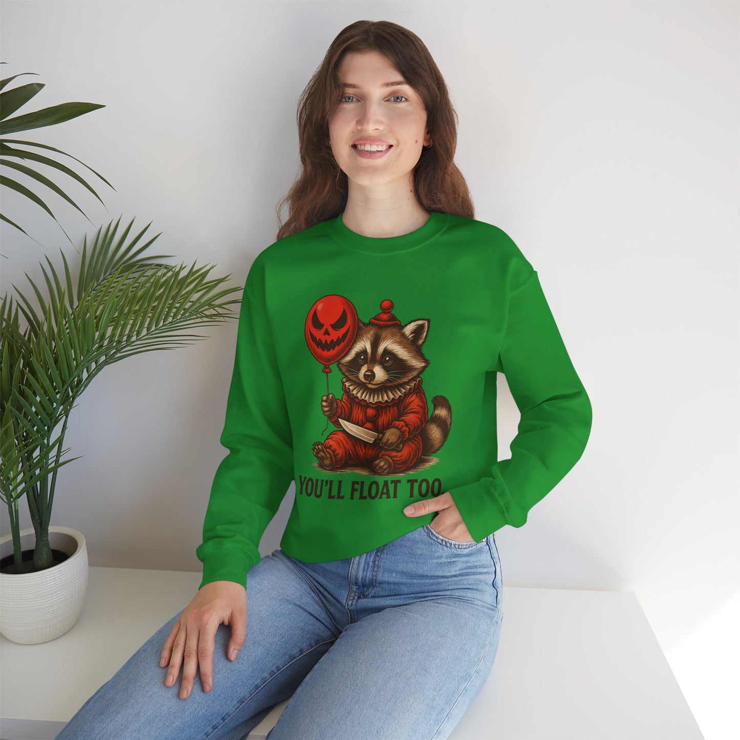 Creepy Clown Raccoon Halloween Sweatshirt