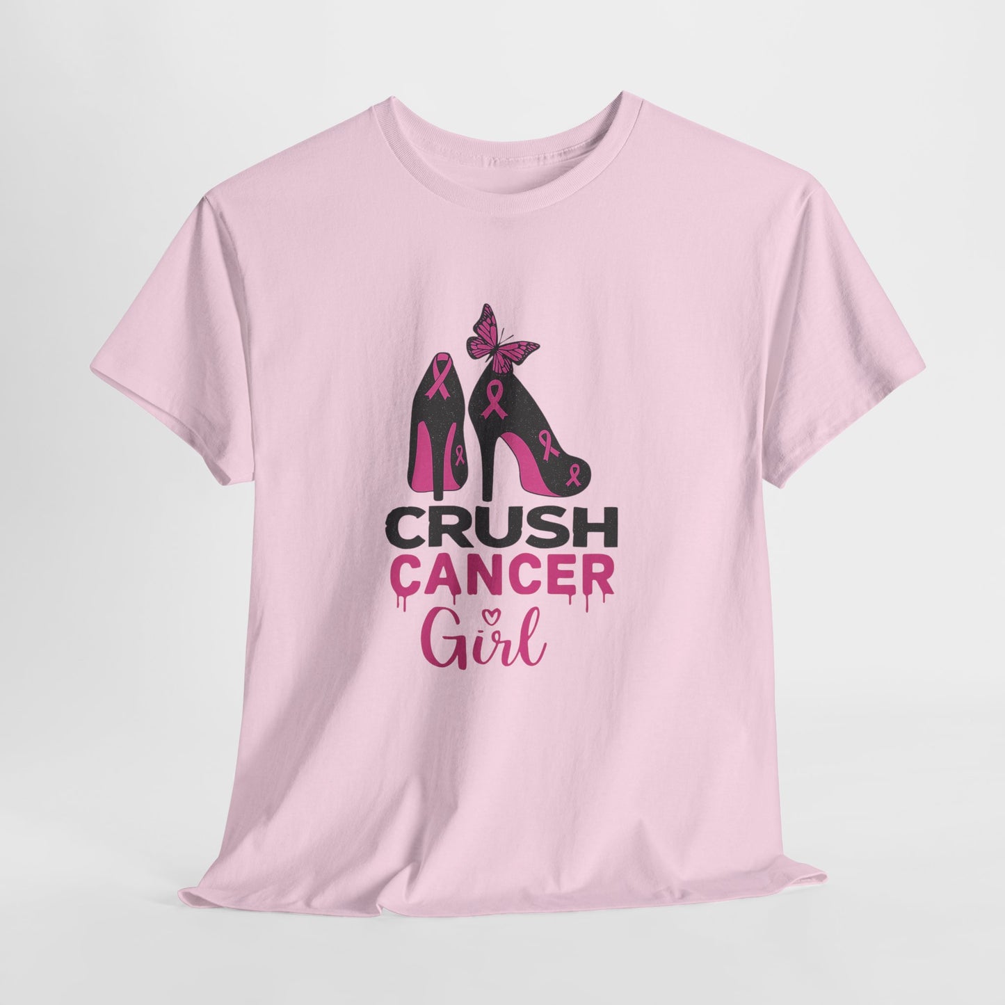Crush Cancer Girl Tee: High Heels, Pink Ribbon, Hope