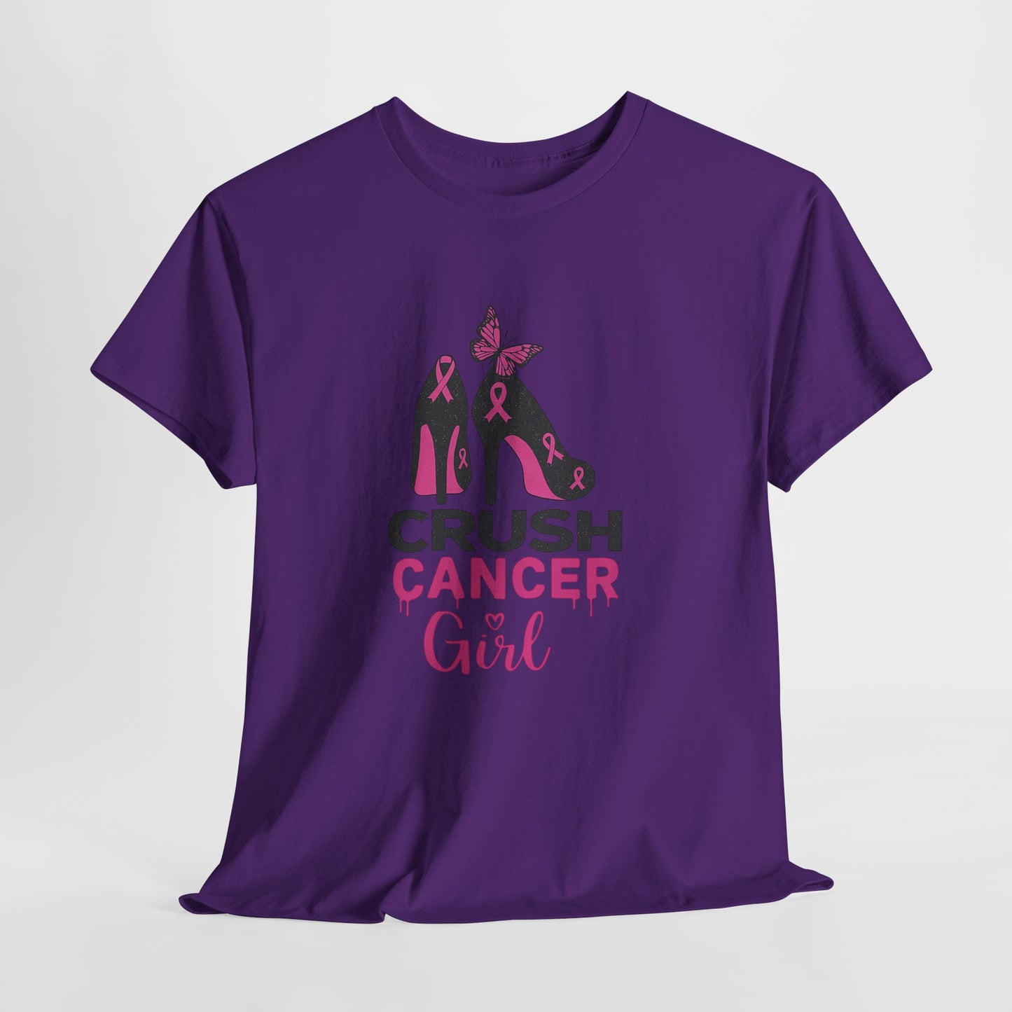 Crush Cancer Girl Tee: High Heels, Pink Ribbon, Hope