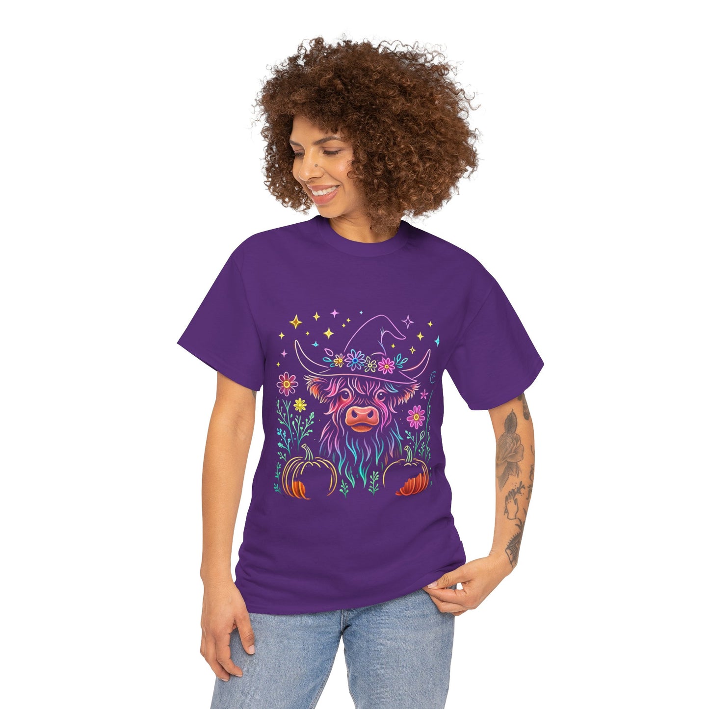 🎃 Magical Highland Cow Tee – Witchy Pumpkin Farm Shirt
