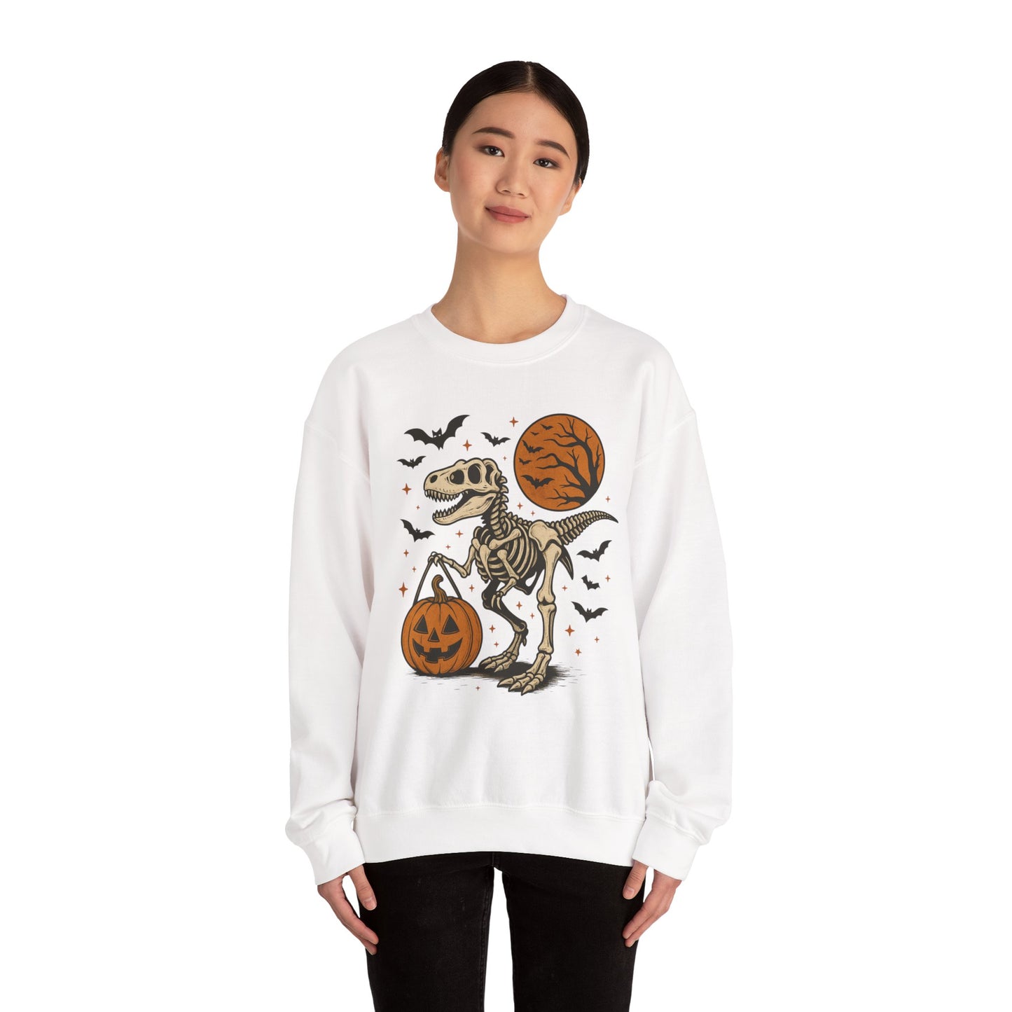T-Rex Skeleton & Jack-o'-Lantern Halloween Crewneck
