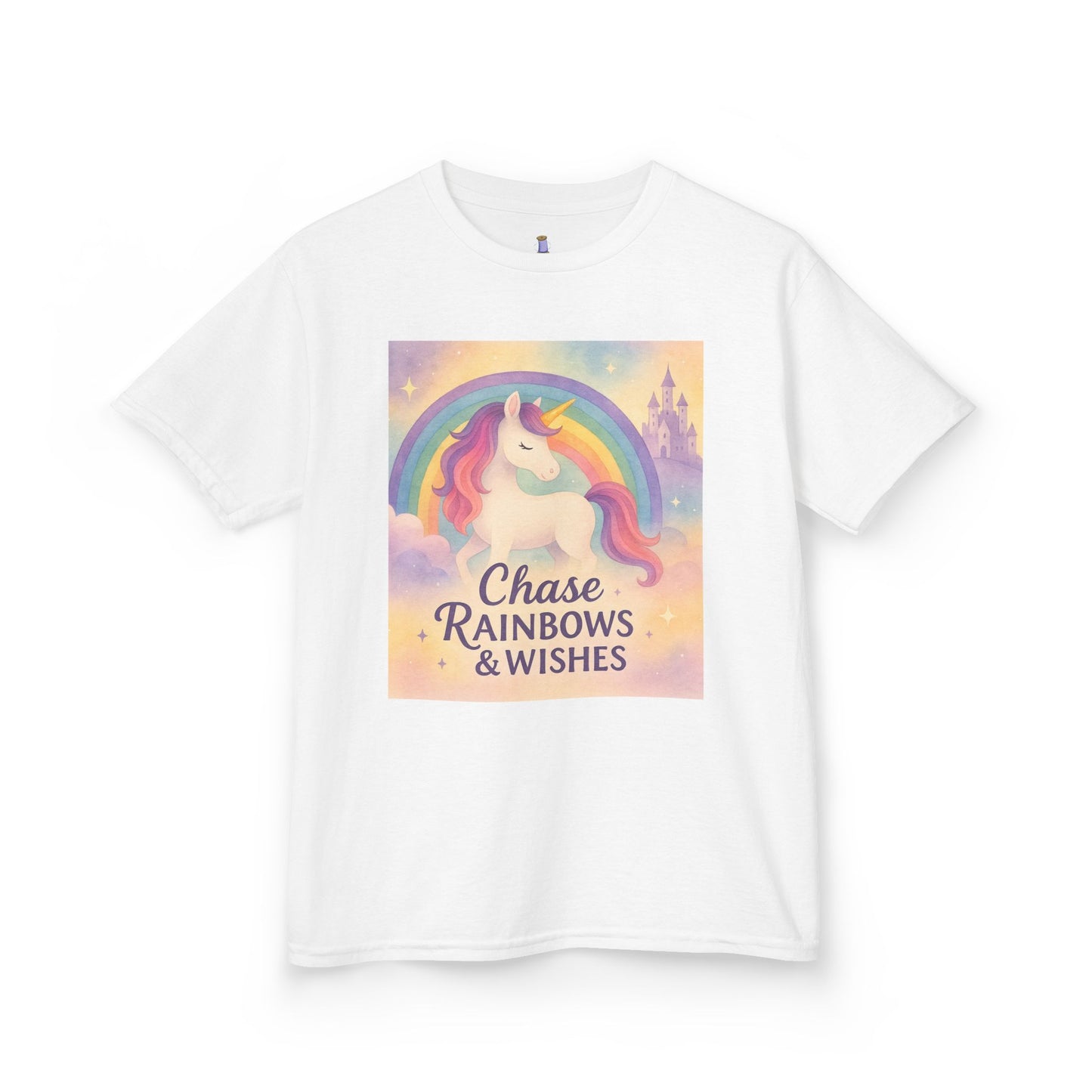 Chase Rainbows & Wishes Unicorn Kids Tee, Magical T-Shirt, Birthday Gift for Kids, Unicorn Lover Apparel, Playful Cotton Tee