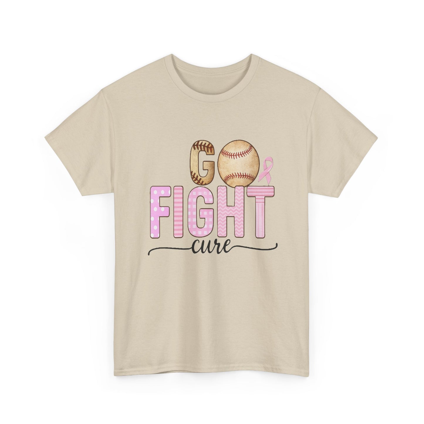 Go Fight Cure Baseball Pink Ribbon Awareness Tee