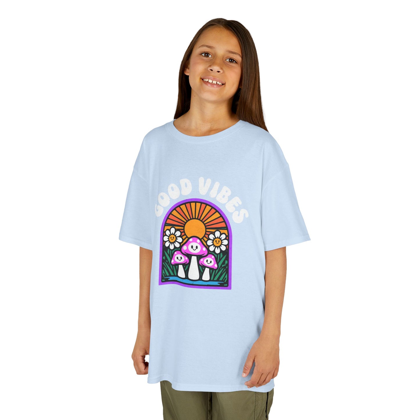 Good Vibes Kids Tee, Fun Summer Shirt, Youth Graphic Tee, Playful Cotton T-Shirt, Gift for Kids, Festival Wear