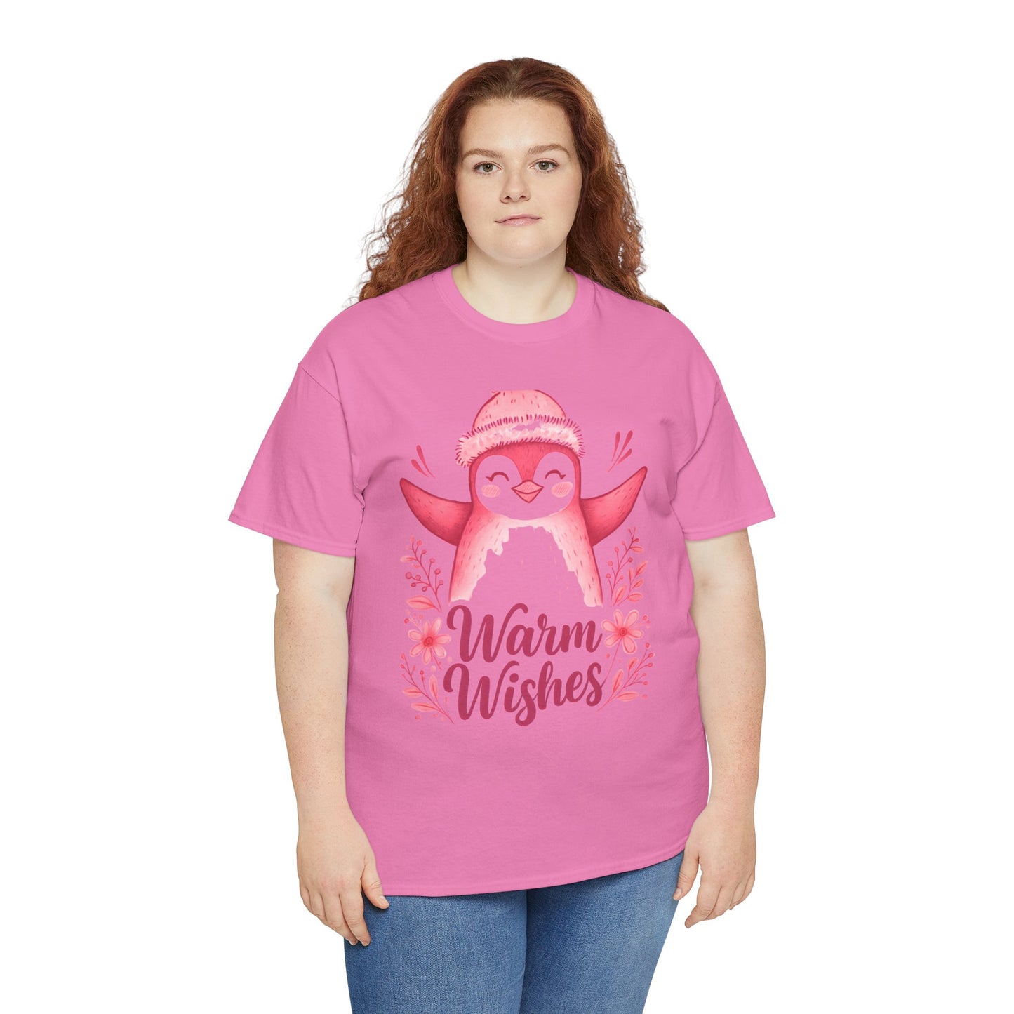 Warm Wishes Pink Penguin Tee - Holiday Tee