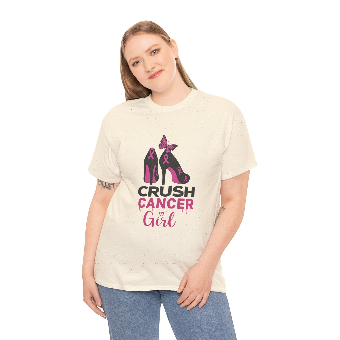 Crush Cancer Girl Tee: High Heels, Pink Ribbon, Hope