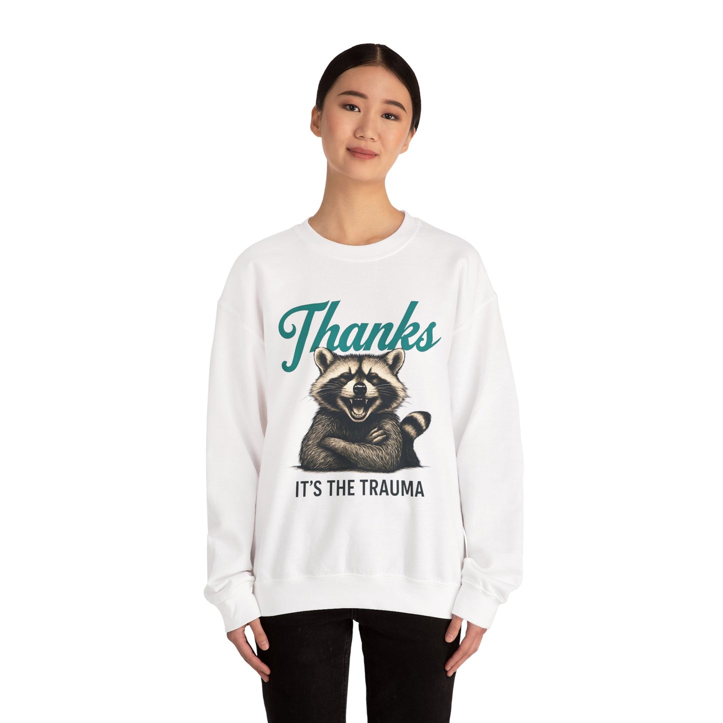 Thanks It's The Trauma Raccoon Halloween Sweatshirt