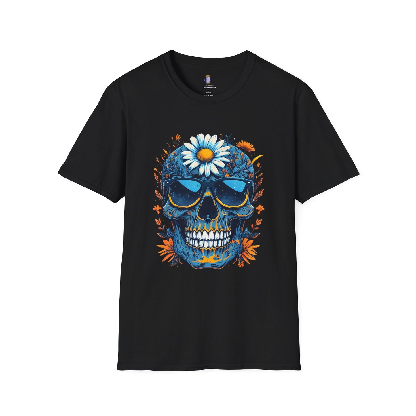 Bohemian Skull T-Shirt - Artistic Graphic Tee for Music Lovers, Festival Attire, Unique Gift, Unisex Softstyle Top