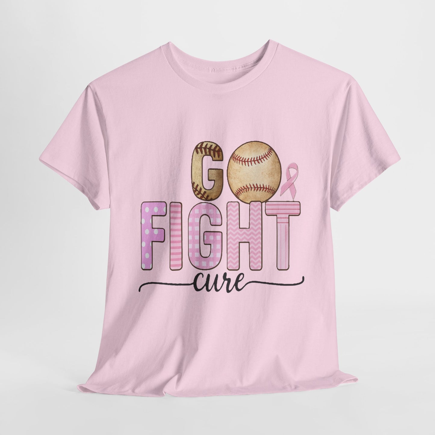 Go Fight Cure Baseball Pink Ribbon Awareness Tee
