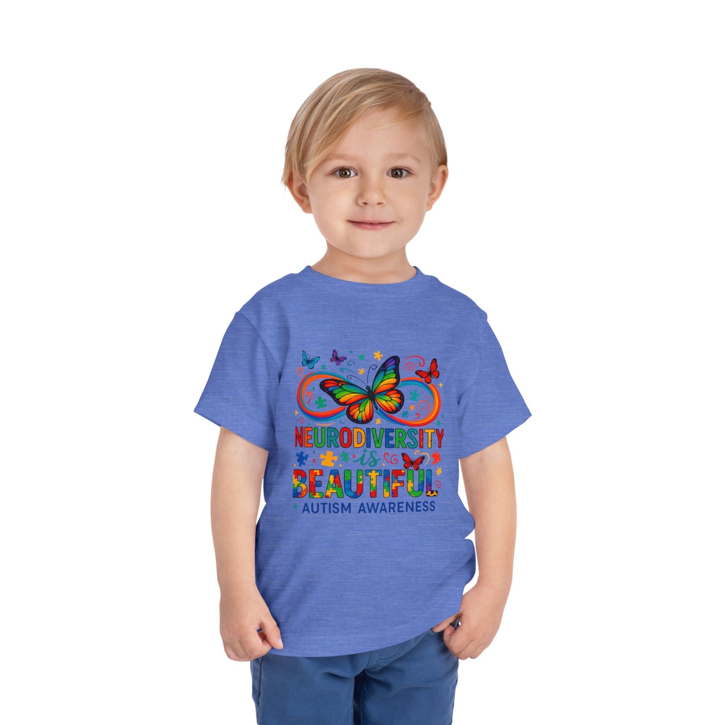 Toddler Tee - Neurodiversity is Beautiful Butterfly Rainbow Puzzle Piece Tee