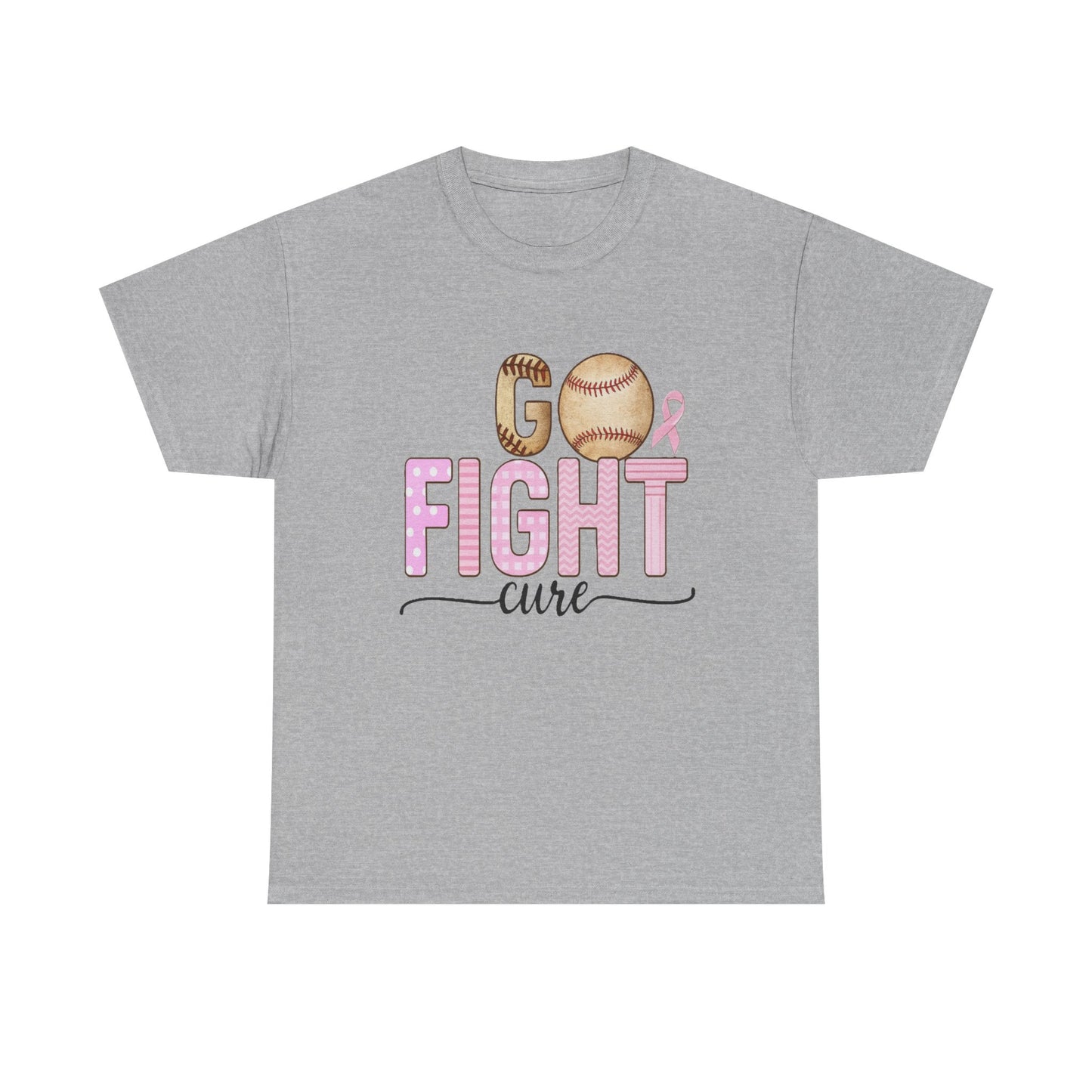 Go Fight Cure Baseball Pink Ribbon Awareness Tee