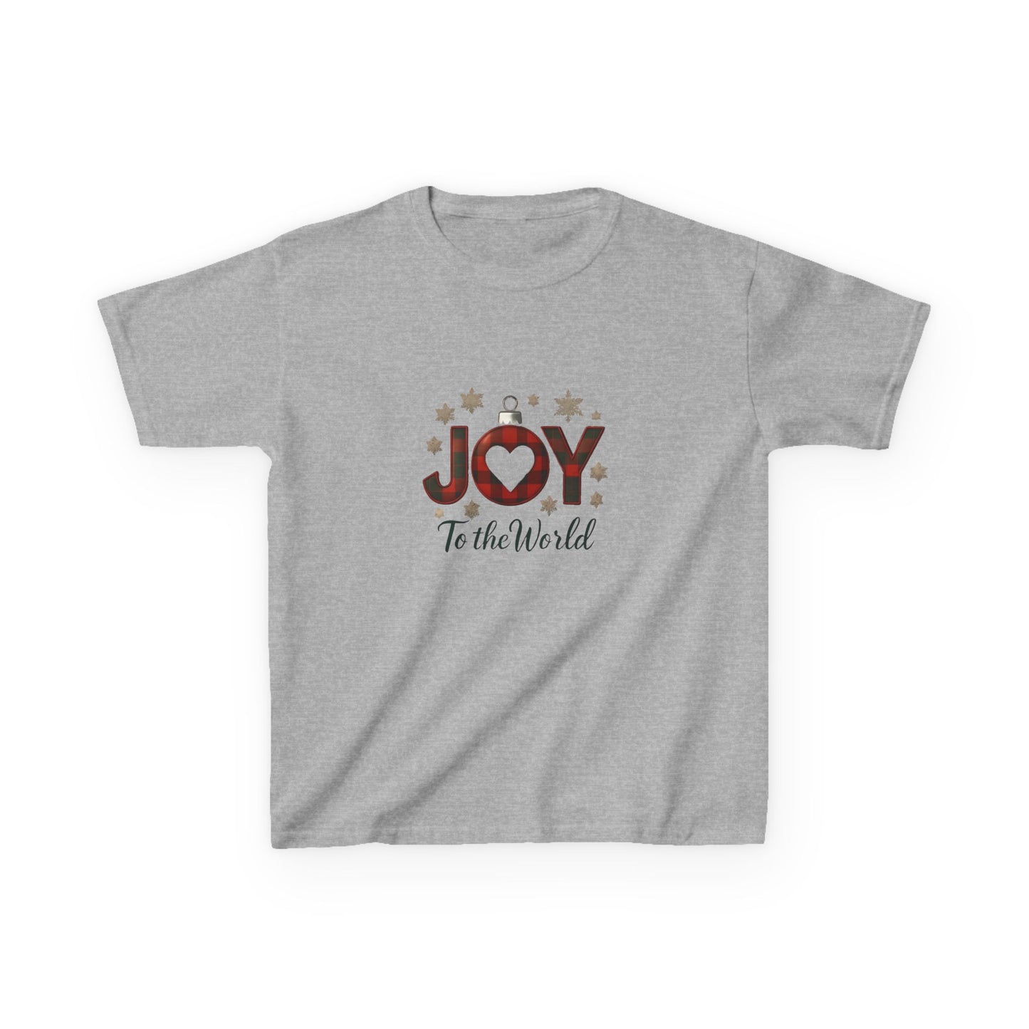 JOY Dinosaur Christmas Tee - Plaid Ornament Dino Shirt