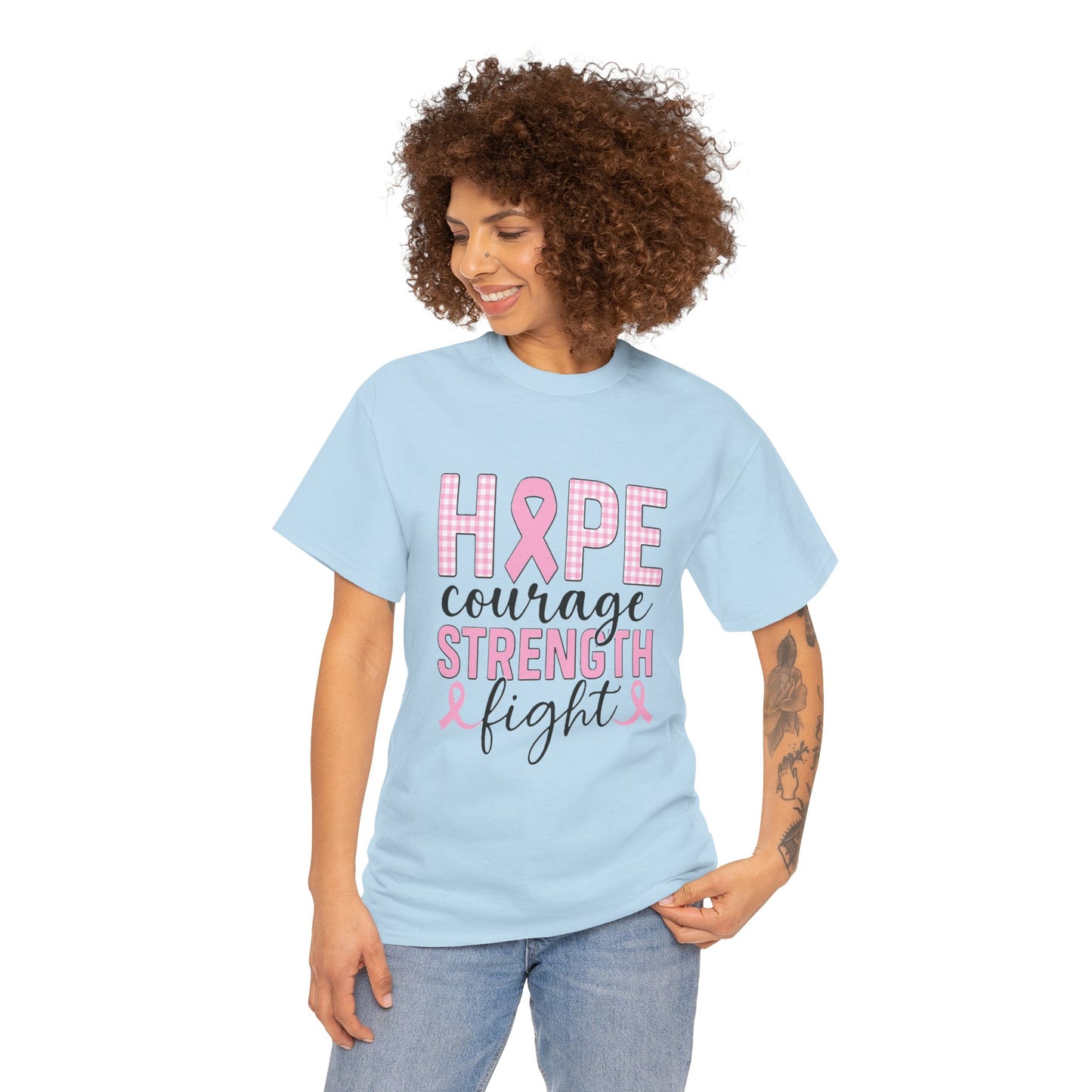 Hope, Courage & Strength Pink Ribbon Awareness Tee