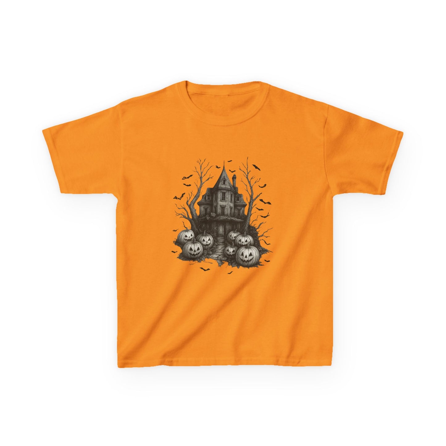 Spooky Haunted House Dino Tee - Halloween Kids Shirt