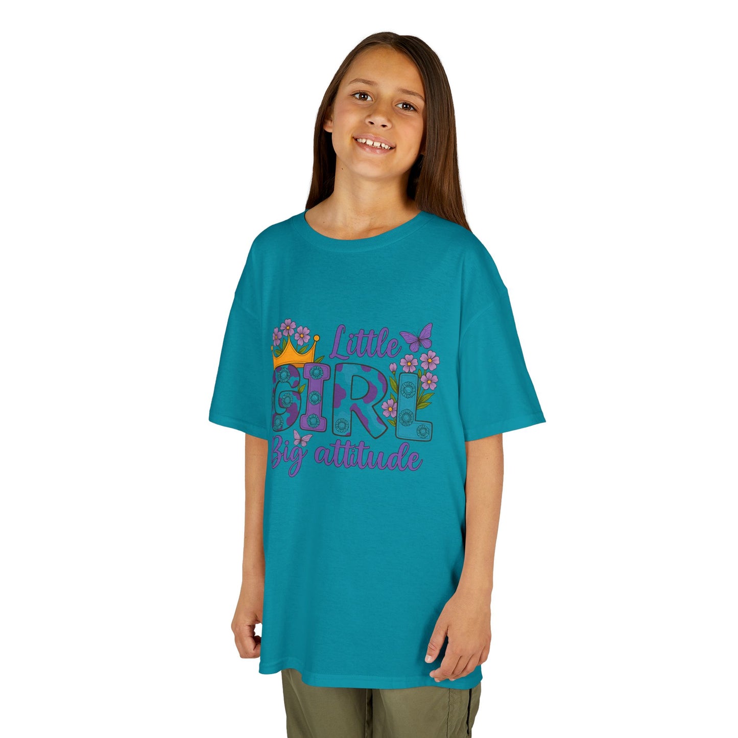Whimsical Kids Tee for Big Attitude, Fun T-Shirt for Girls, Playful Cotton Shirt, Gift for Birthdays or Celebrations
