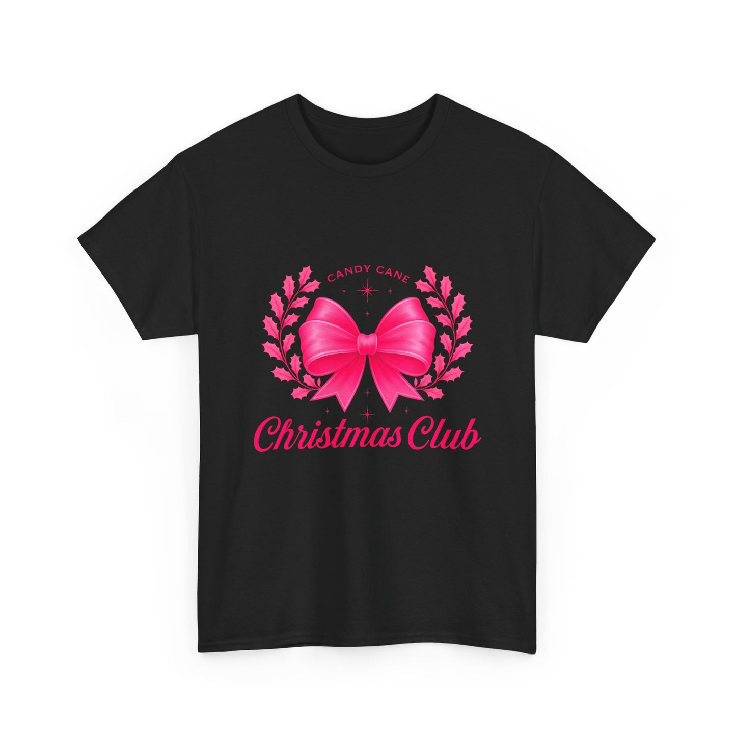 Christmas Tee with Pink Bow and Candy Cane Christmas Club Text